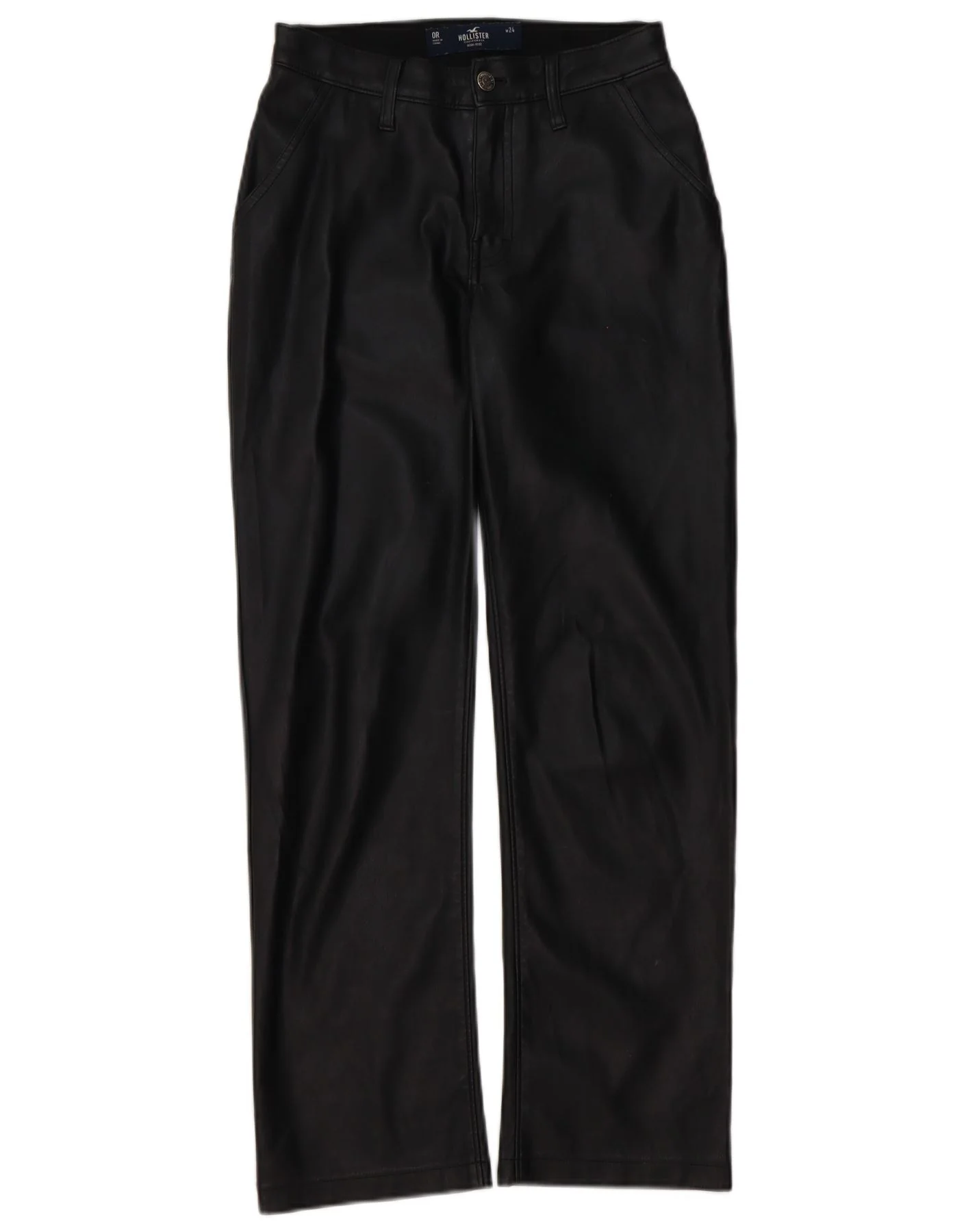 Hollister Womens High Waist Faux Leather Trousers US 0 XS W24 L29 Black