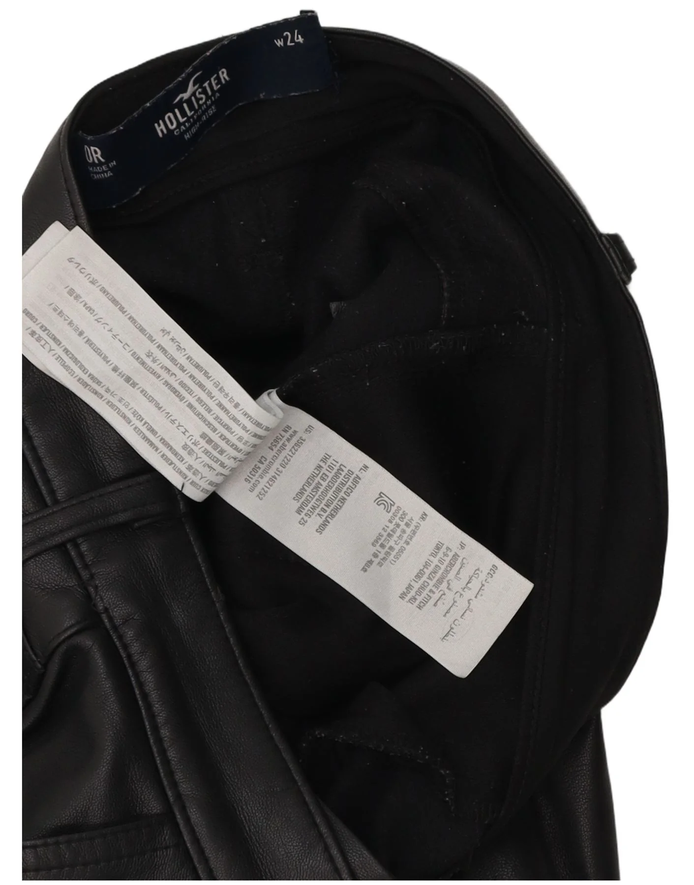 Hollister Womens High Waist Faux Leather Trousers US 0 XS W24 L29 Black - Image 3