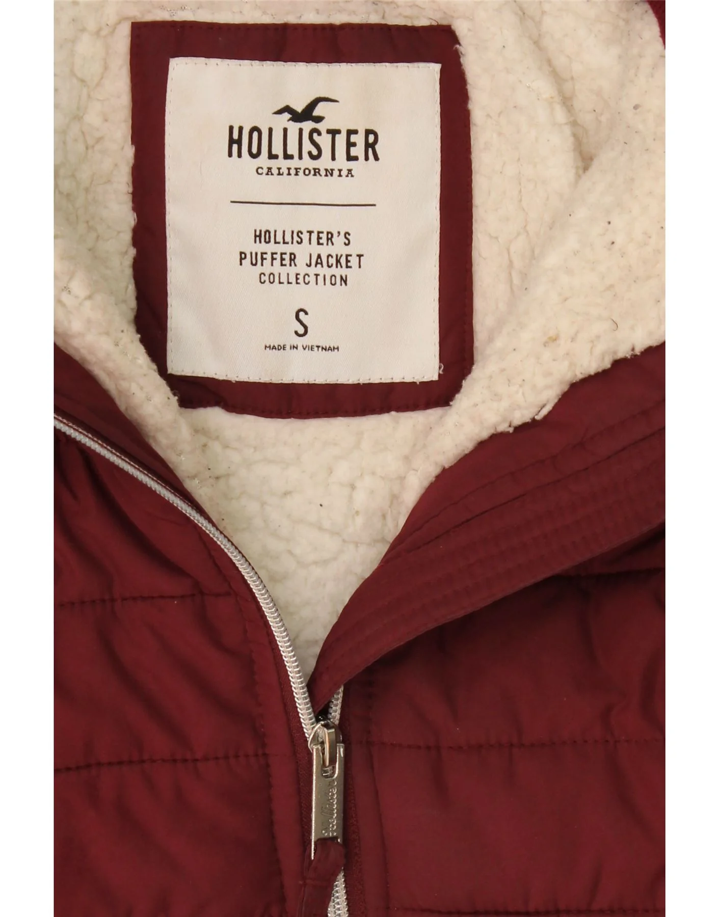 Hollister Womens Hooded Padded Jacket UK 10 Small Burgundy - Image 3