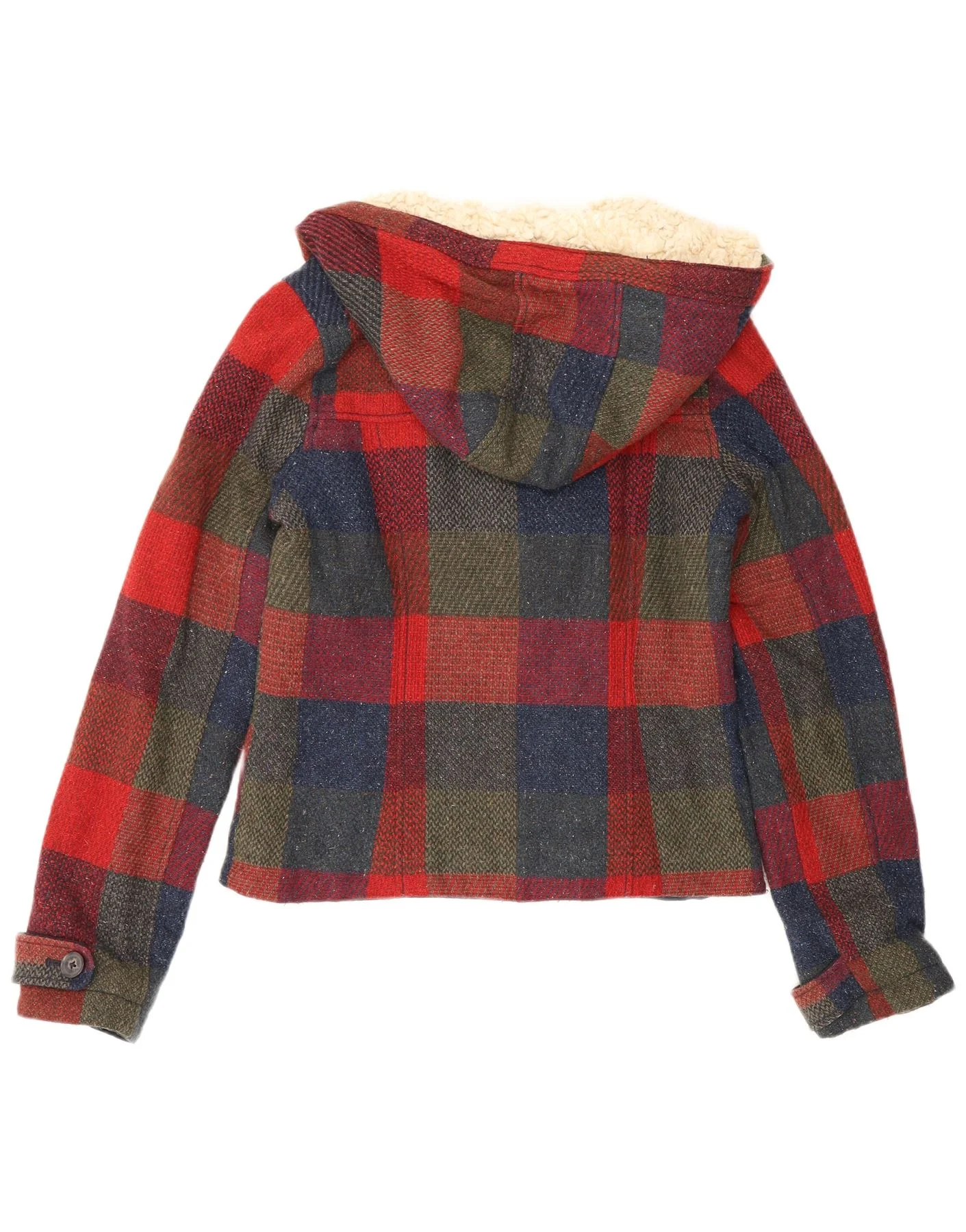 Hollister Womens Hooded Windbreaker Jacket UK 10 Small Multicoloured Check - Image 2