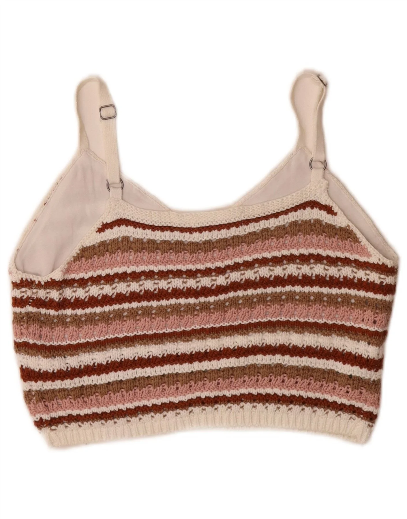 Hollister Womens Knit Crop Top UK 12 Medium Multicoloured Striped Cotton - Image 2