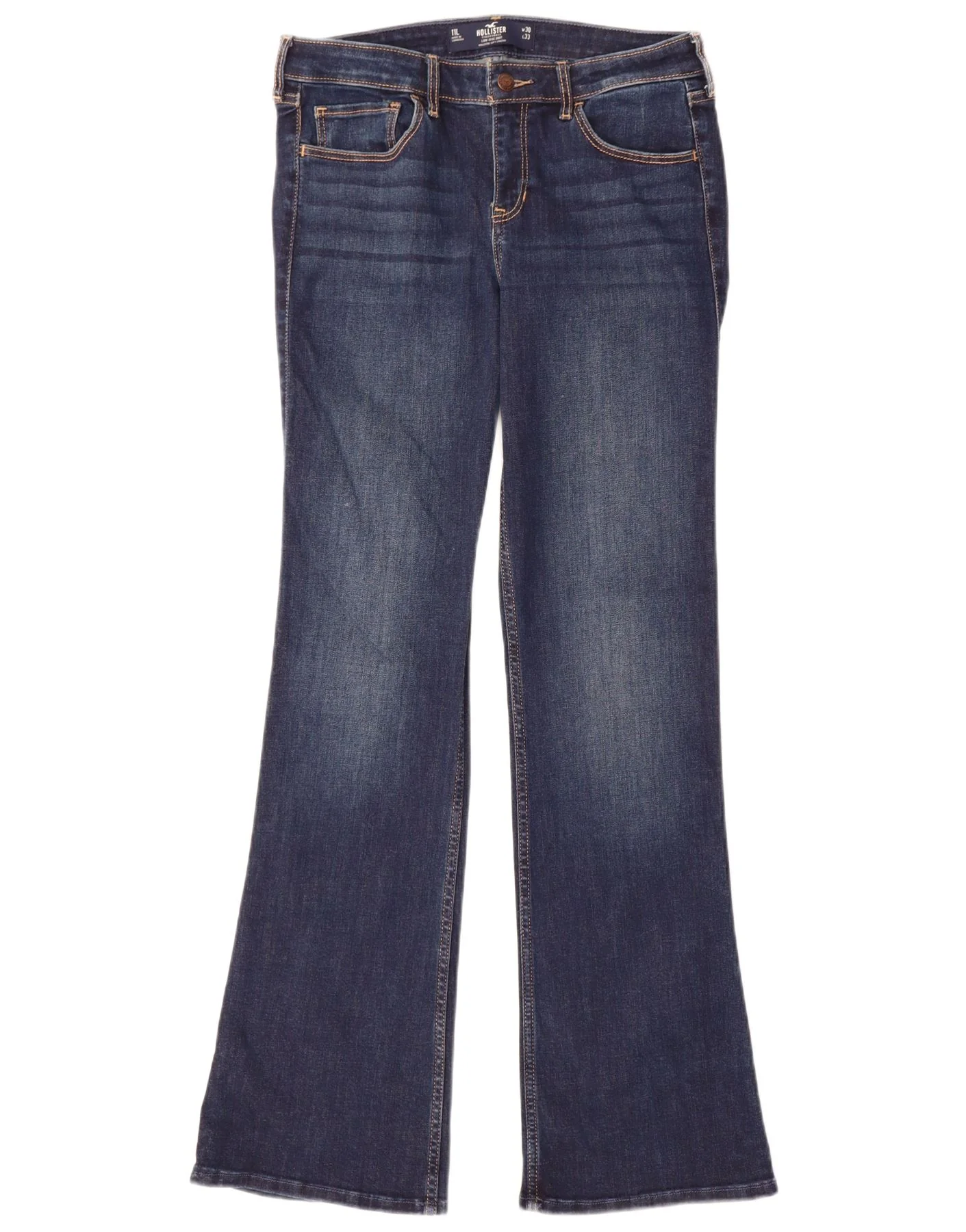 Hollister Womens Low Waist Bootcut Jeans US 12 Large W30 L33 Navy Blue