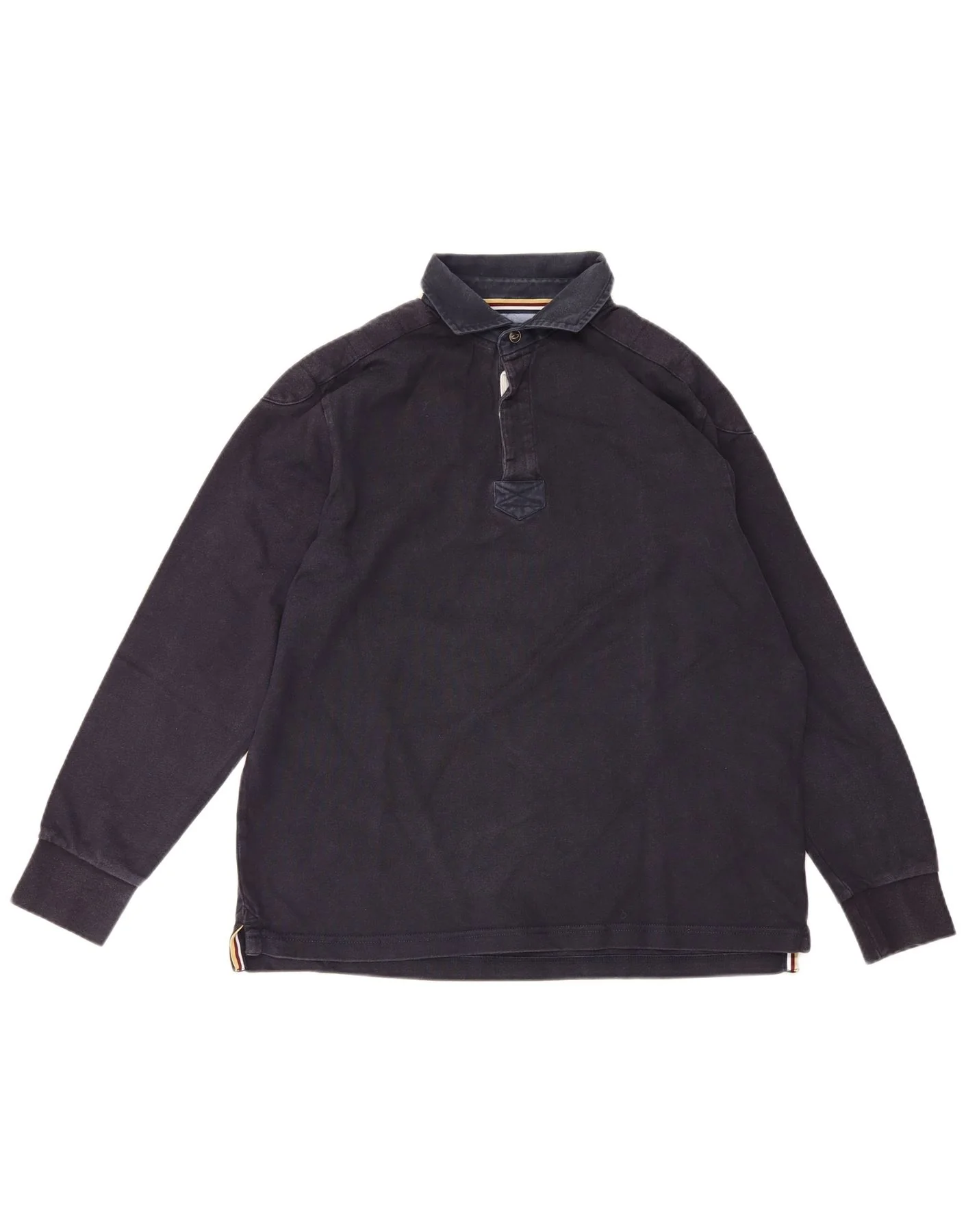 Howick Mens Long Sleeve Rugby Polo Shirt Large Navy Blue Cotton