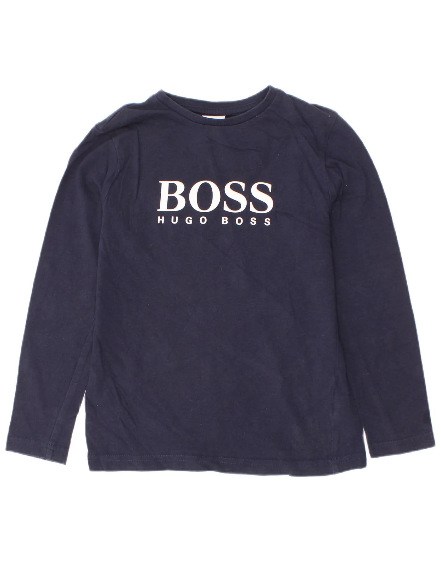 Hugo Boss Boys Graphic Top Long Sleeve 7-8 Years Navy Blue Cotton