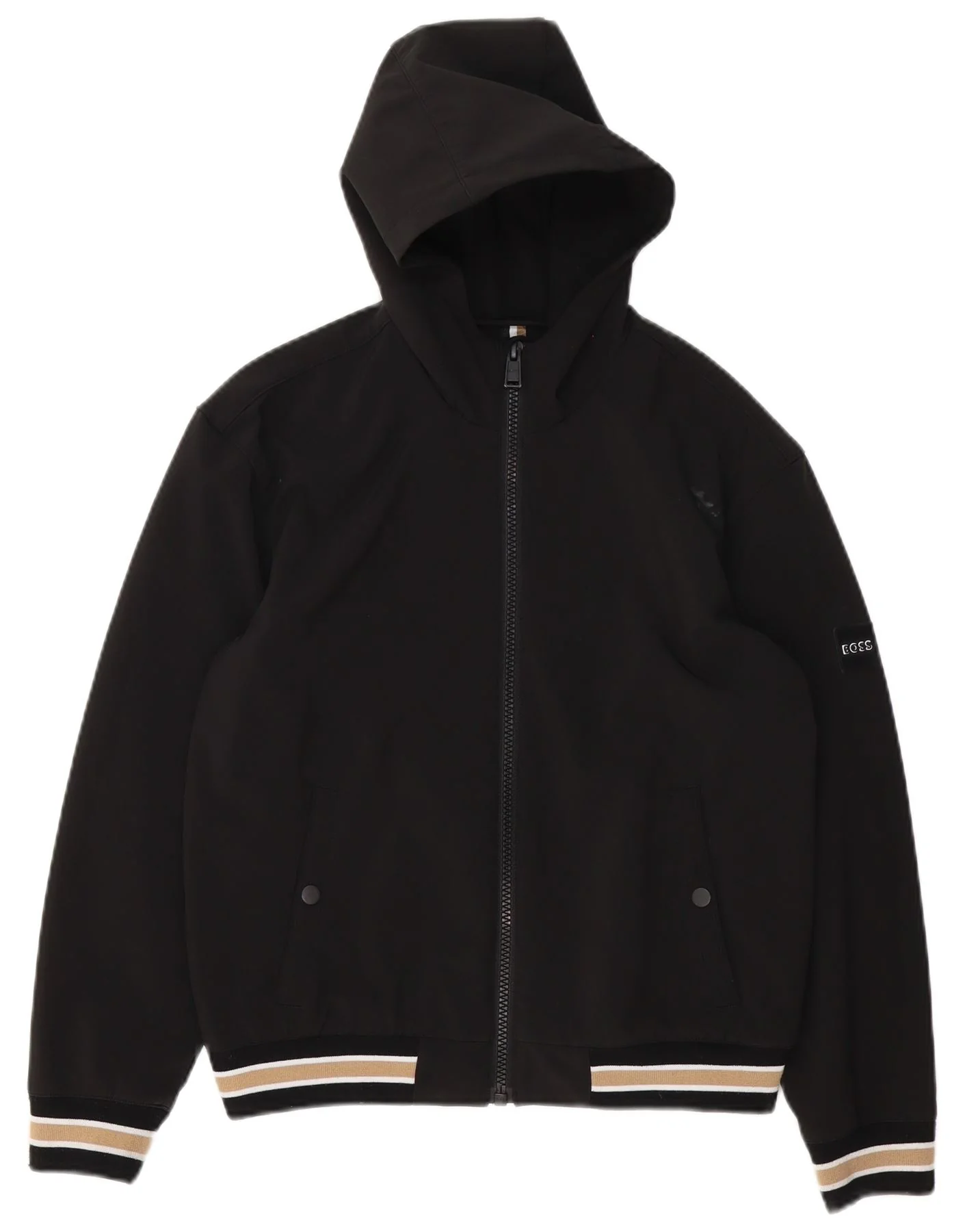 Hugo Boss Boys Hooded Bomber Jacket 13-14 Years Small Black Striped