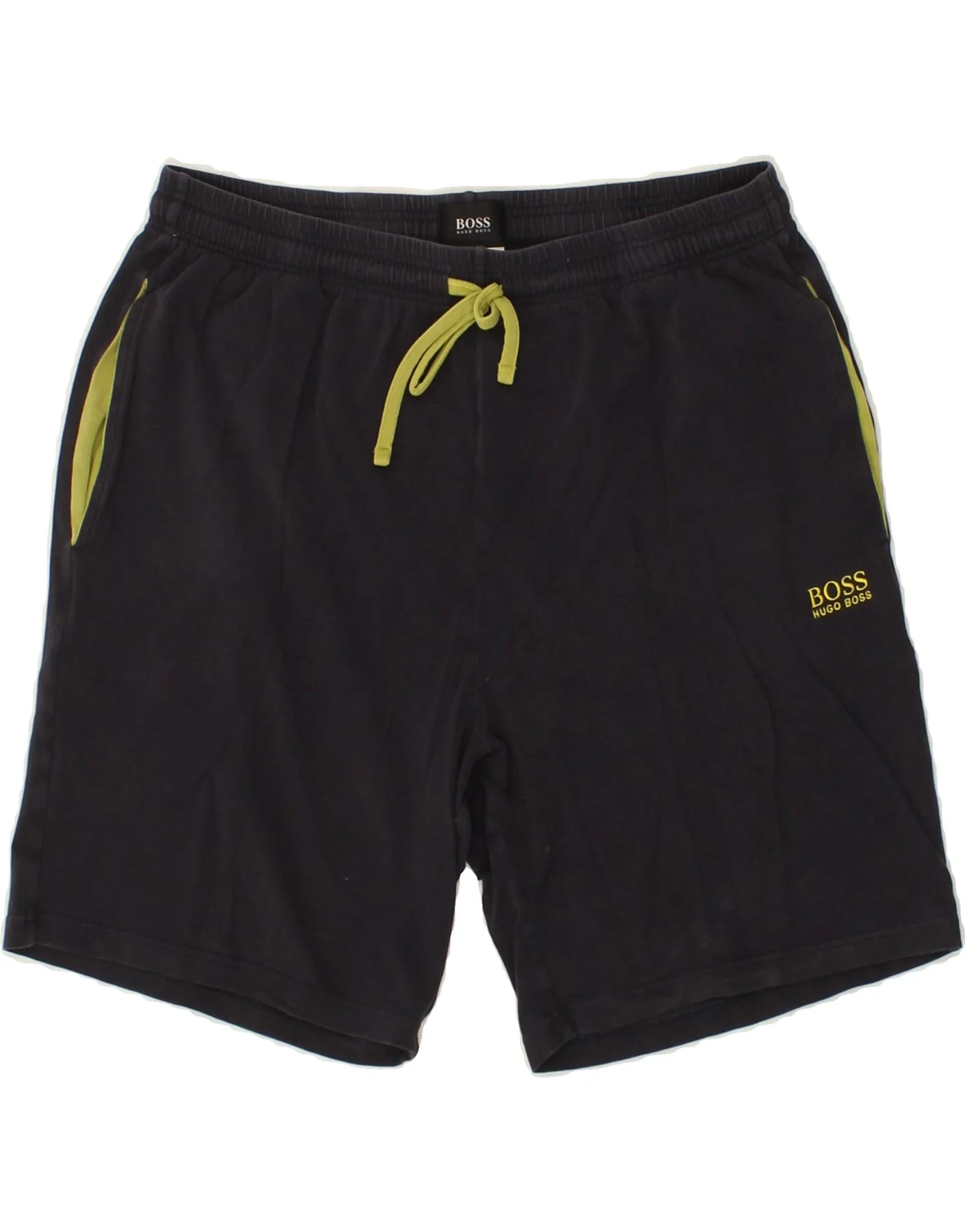 HUGO BOSS Mens Graphic Sport Shorts Small Navy Blue Cotton