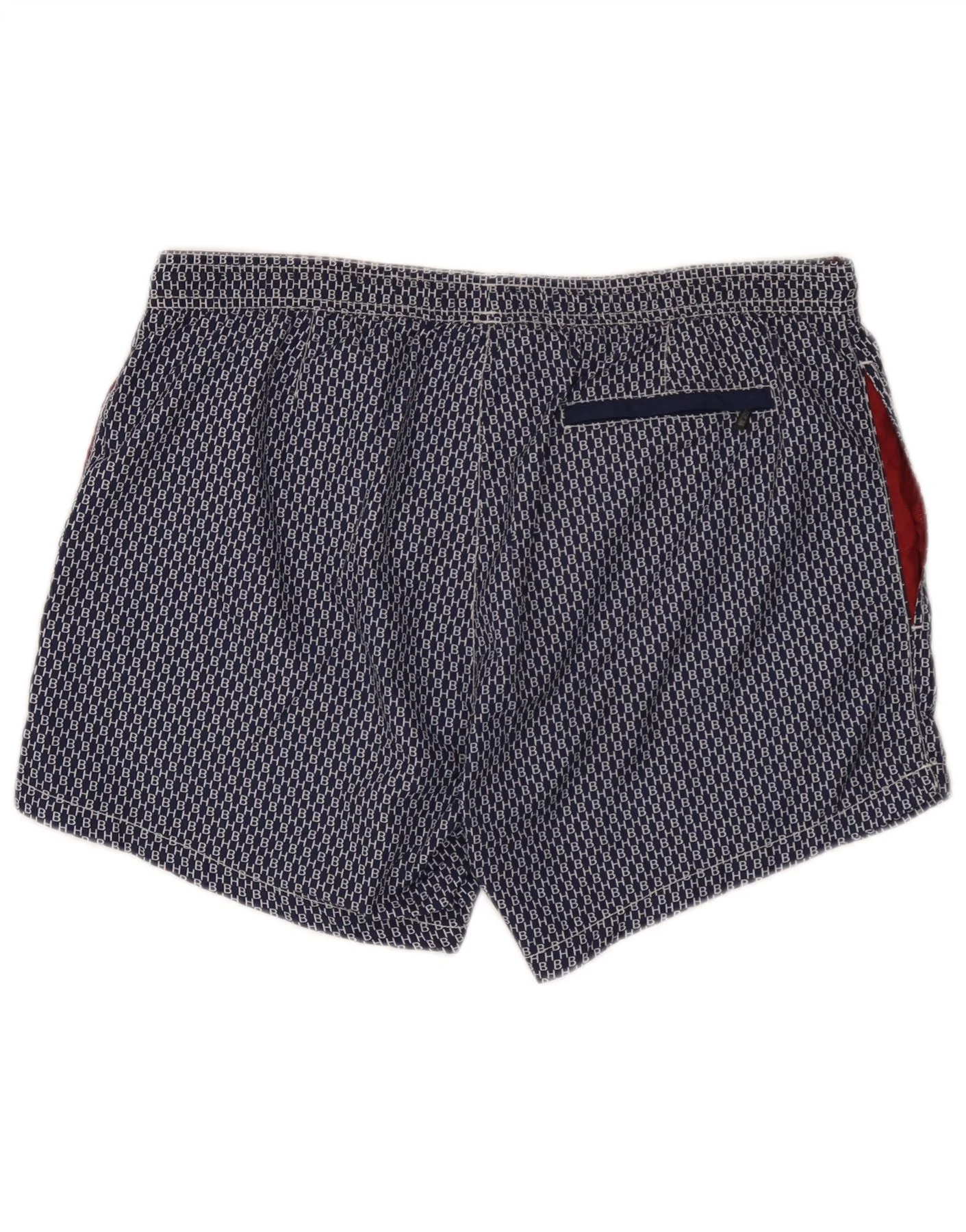 Hugo Boss Mens Graphic Swimming Shorts Medium Navy Blue Geometric Polyester - Image 2