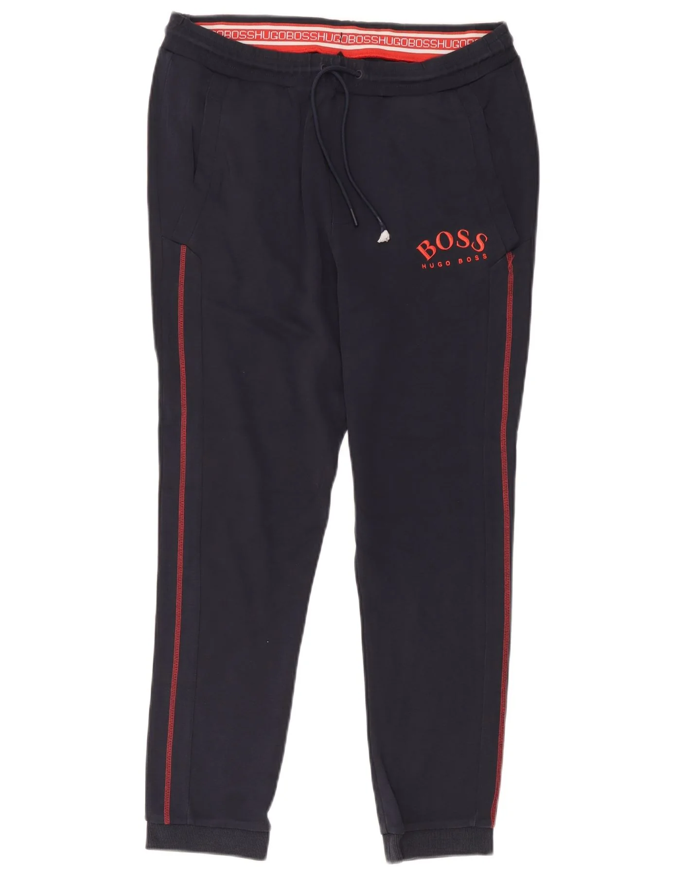 Hugo Boss Mens Graphic Tracksuit Trousers Joggers Medium Navy Blue Cotton