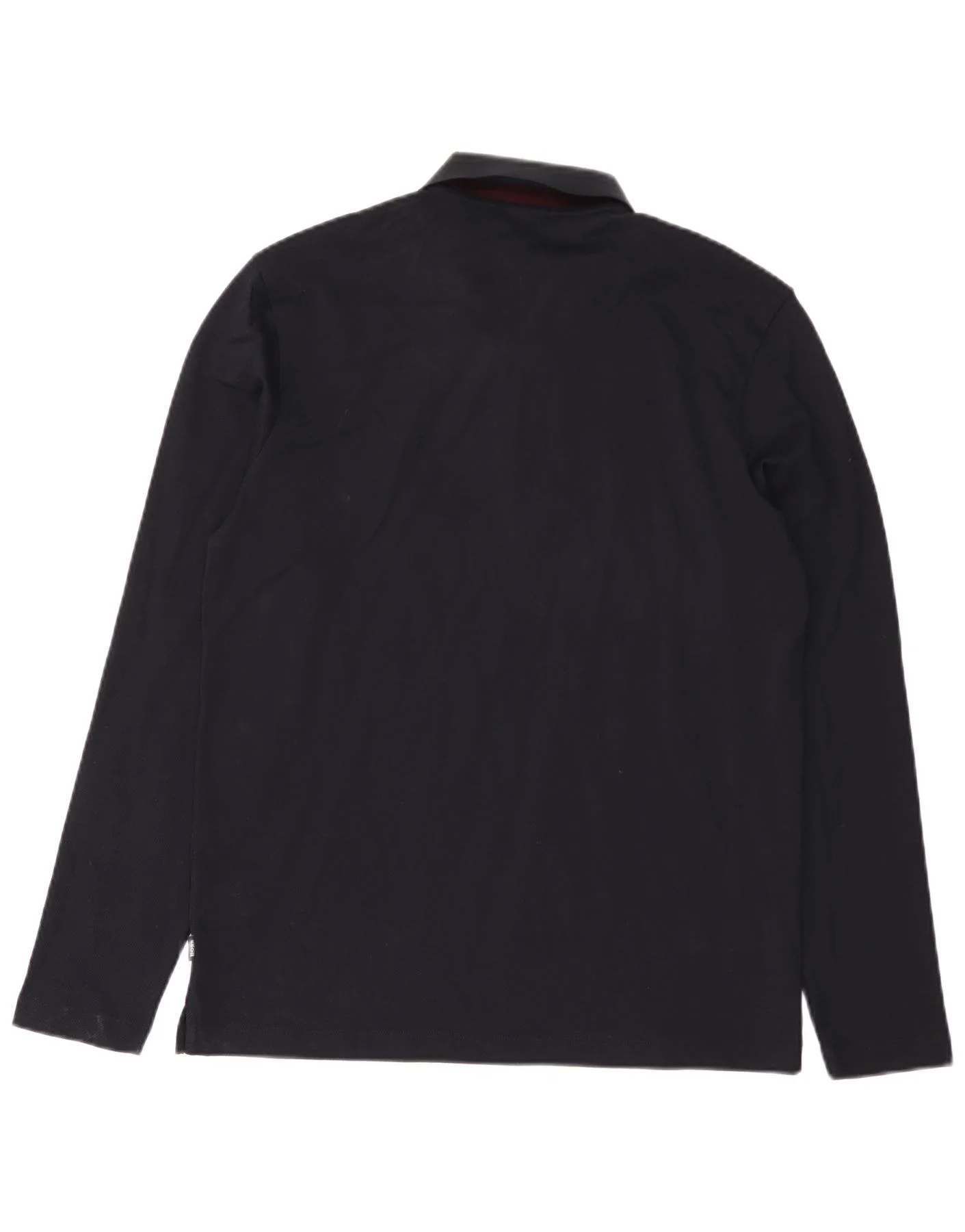 Hugo Boss Mens Long Sleeve Polo Shirt Large Navy Blue Cotton - Image 2