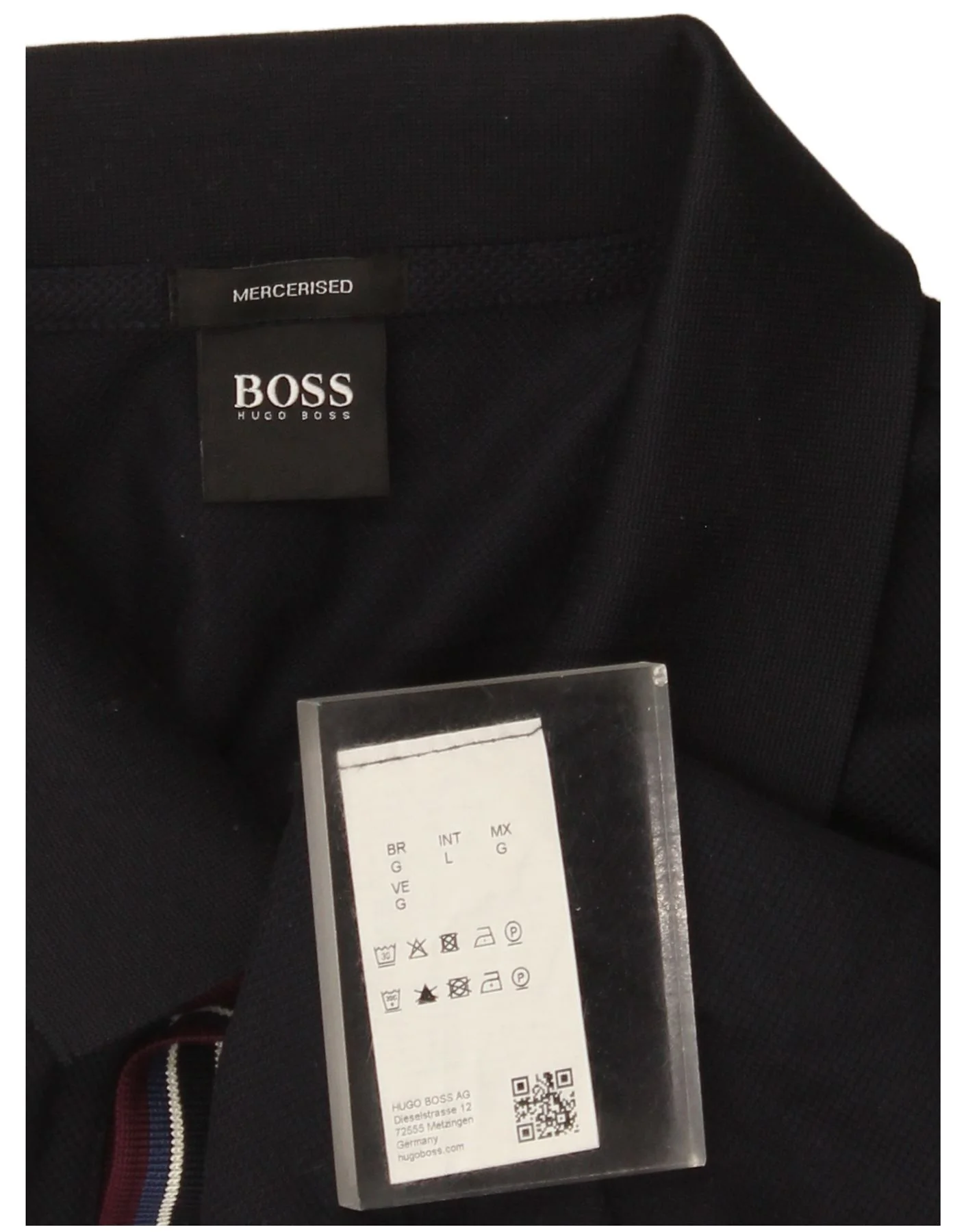 Hugo Boss Mens Long Sleeve Polo Shirt Large Navy Blue Cotton - Image 4