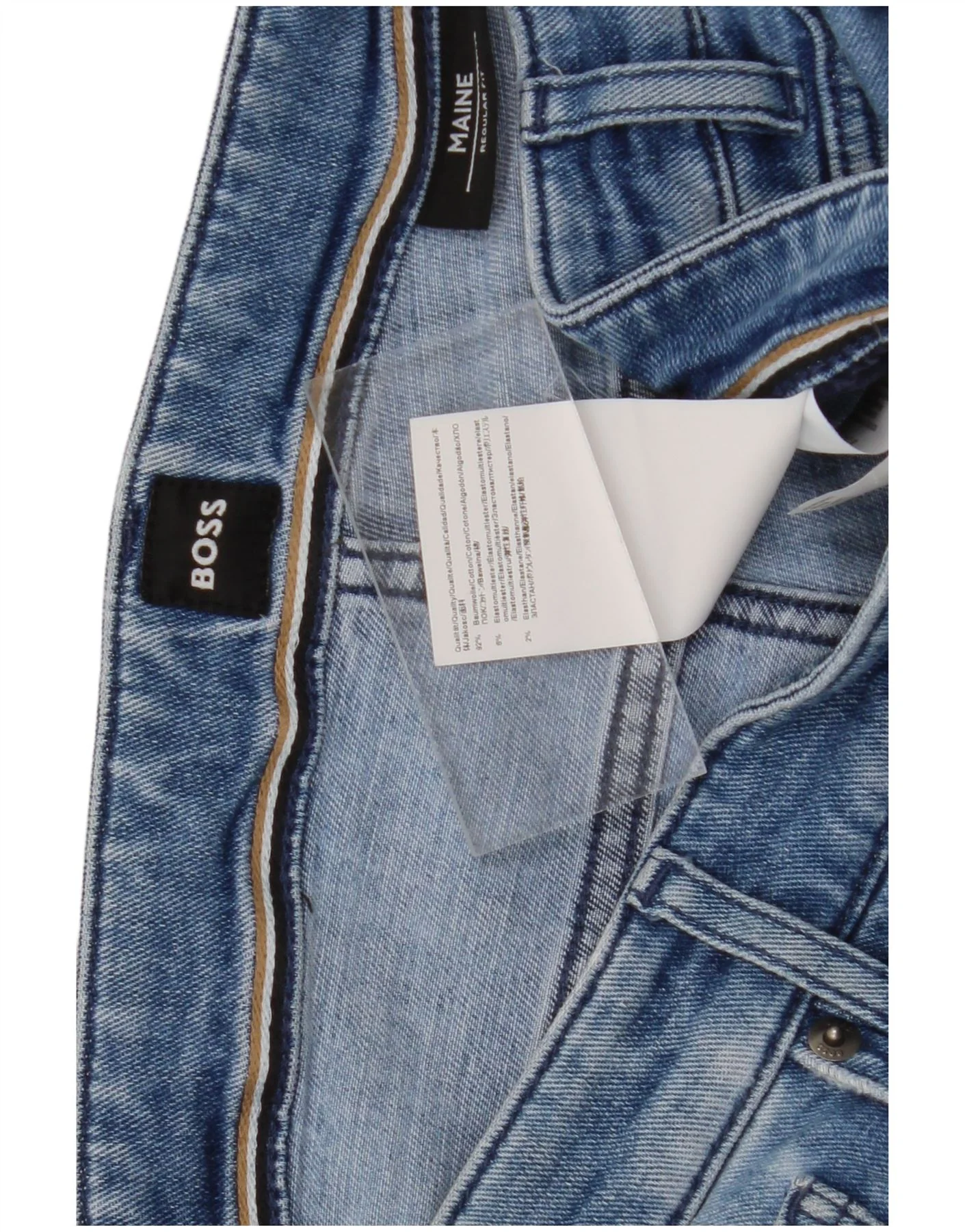 Hugo Boss Mens Maine Regular Fit Straight Jeans W36 L30 Blue Cotton - Image 4