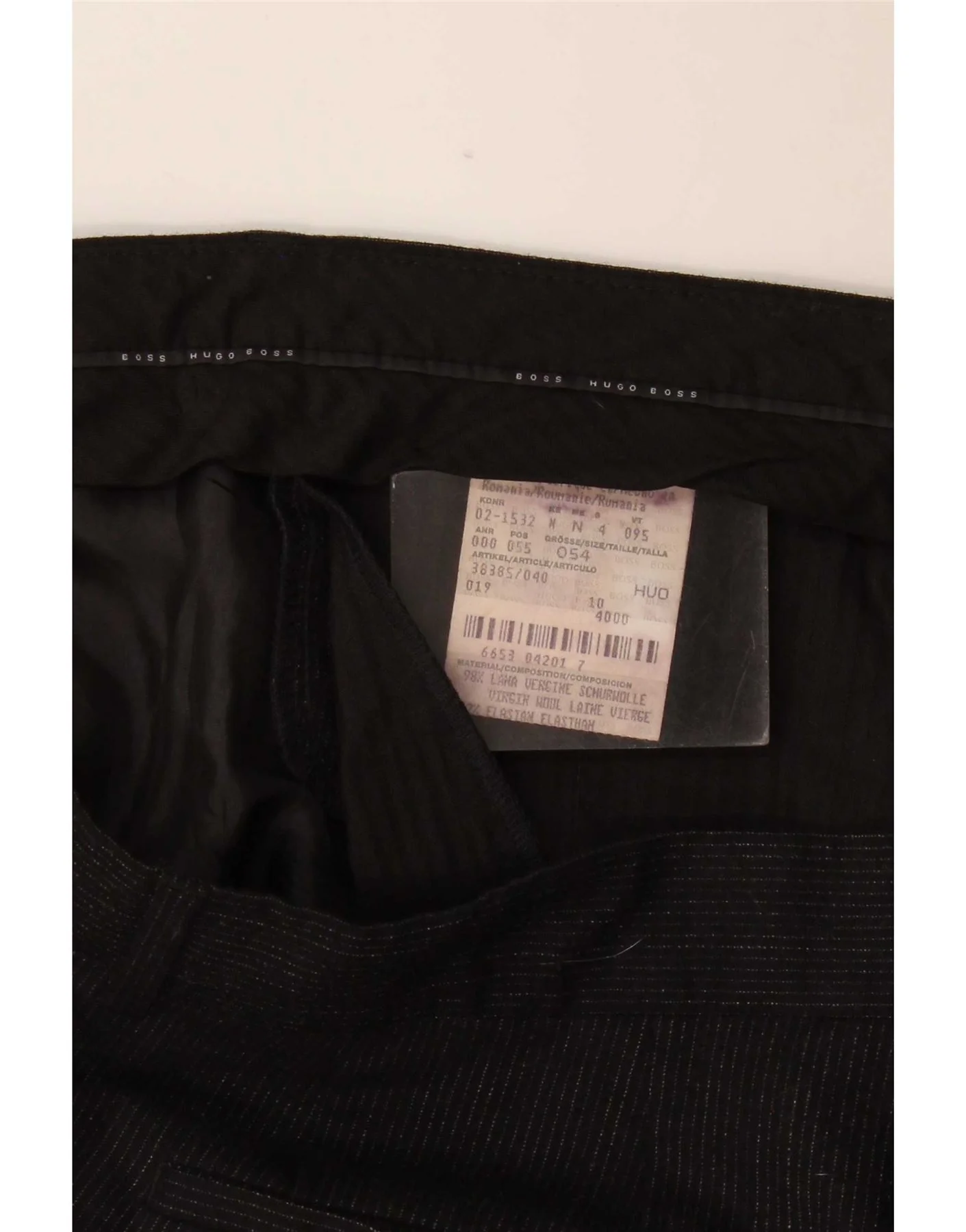 Hugo Boss Mens Pegged Suit Trousers EU 54 2XL W36 L34 Black Pinstripe Wool - Image 3