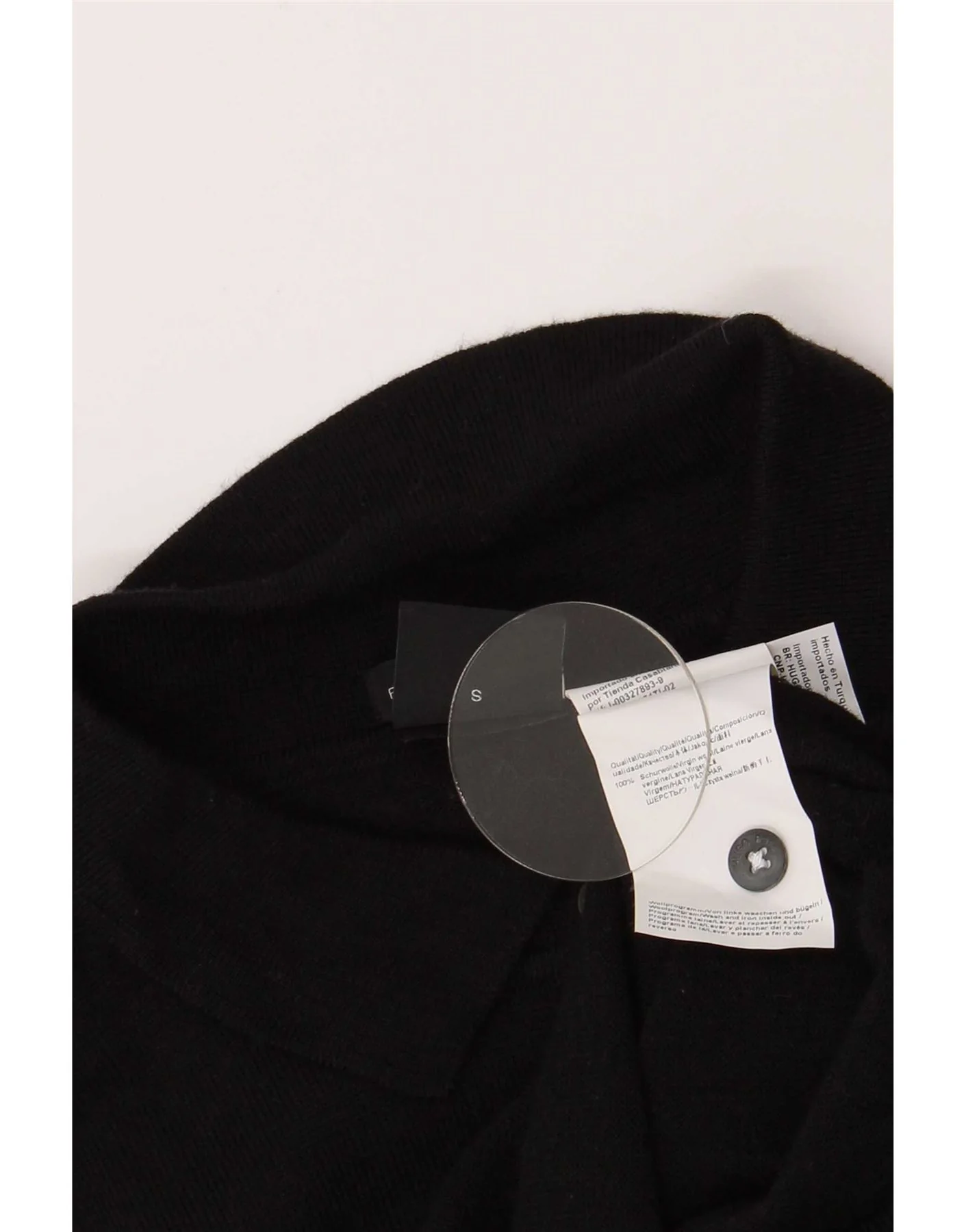 Hugo Boss Mens Polo Neck Jumper Sweater Small Black Virgin Wool - Image 3