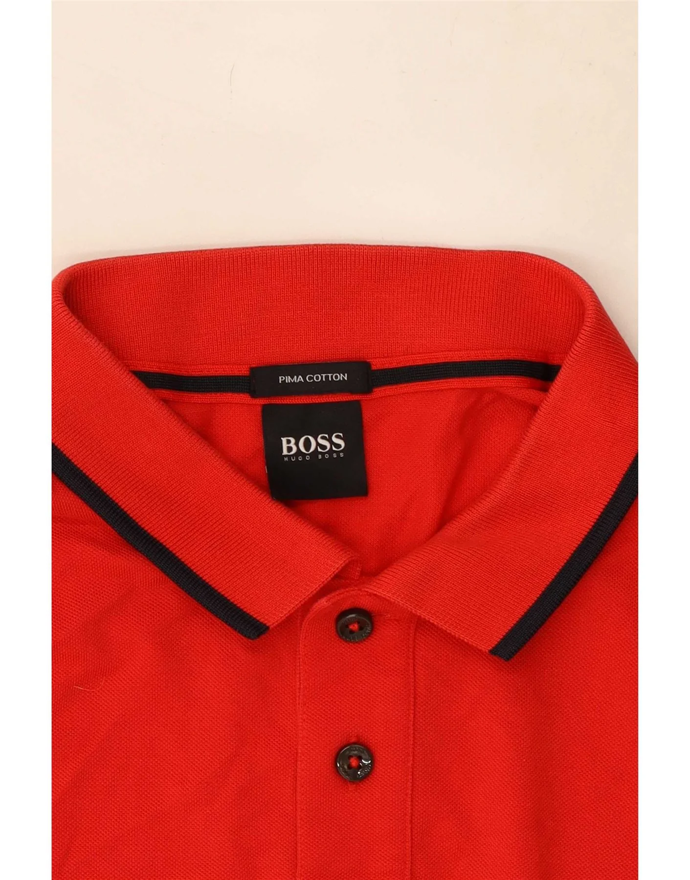 Hugo Boss Mens Polo Shirt Medium Red Cotton - Image 4