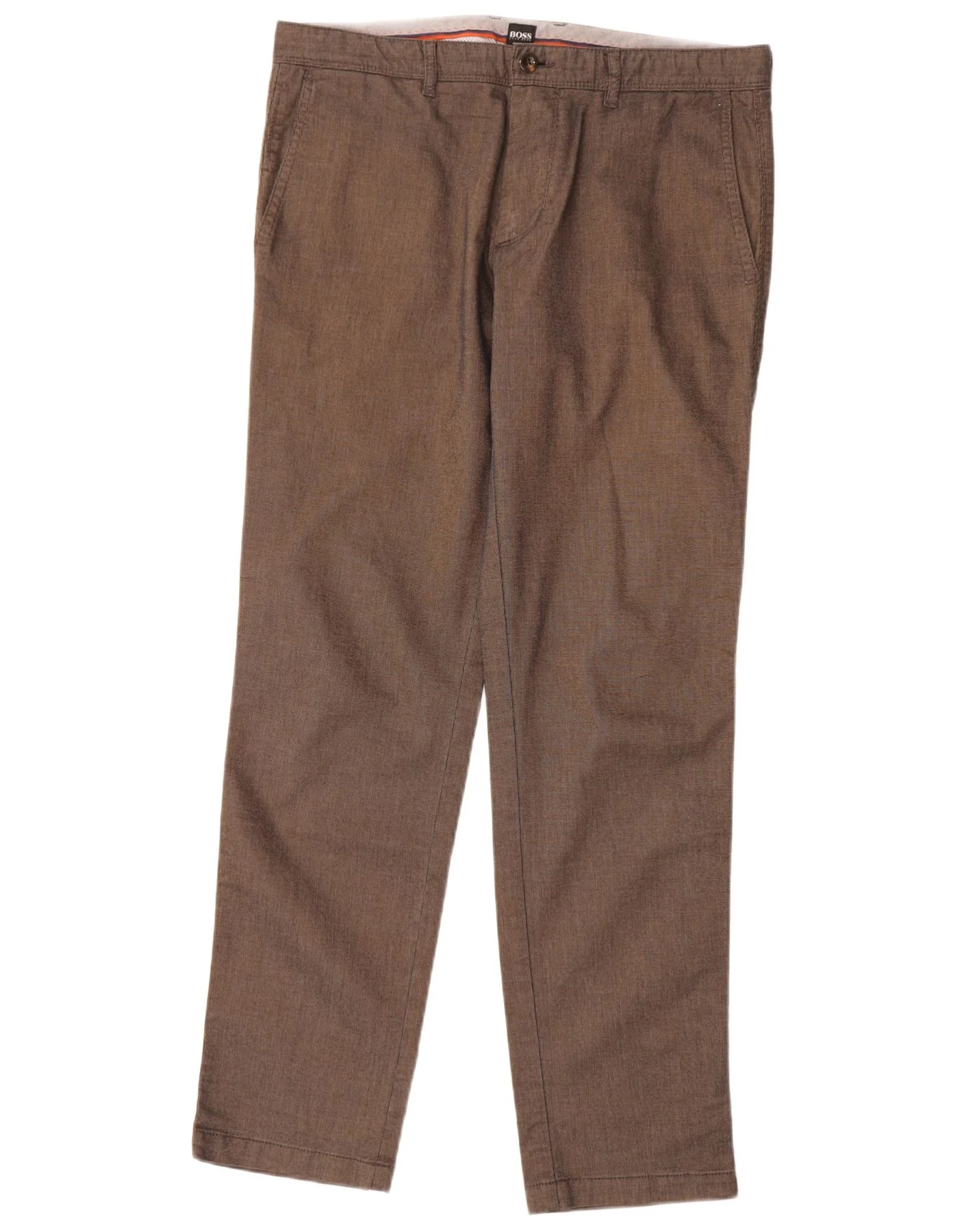 Hugo Boss Mens Regular Fit Chino Trousers IT 48 Medium W32 L30 Brown Cotton