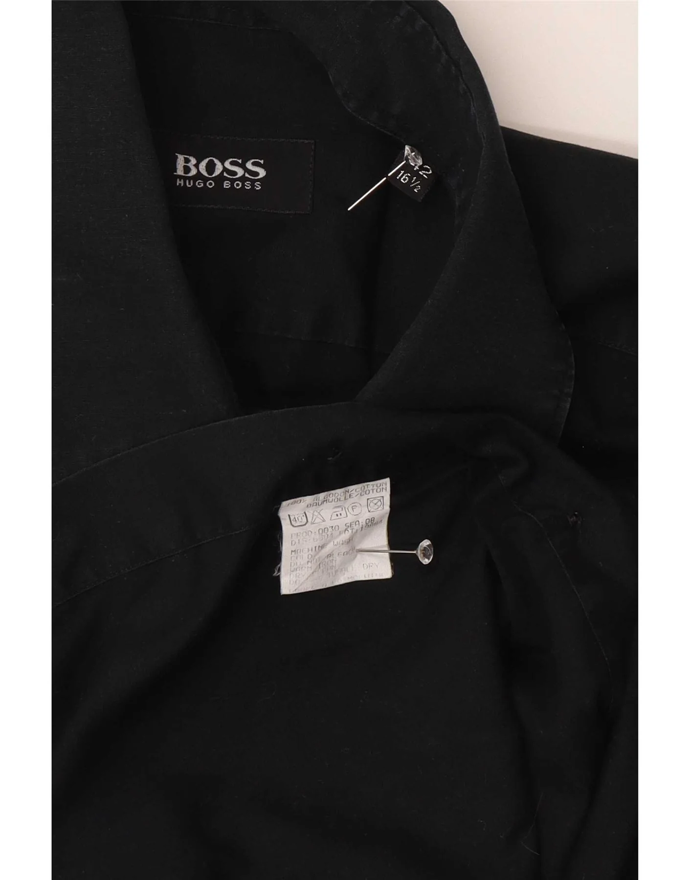 Hugo Boss Mens Shirt Size 16 1/2 Large Black Cotton - Image 3