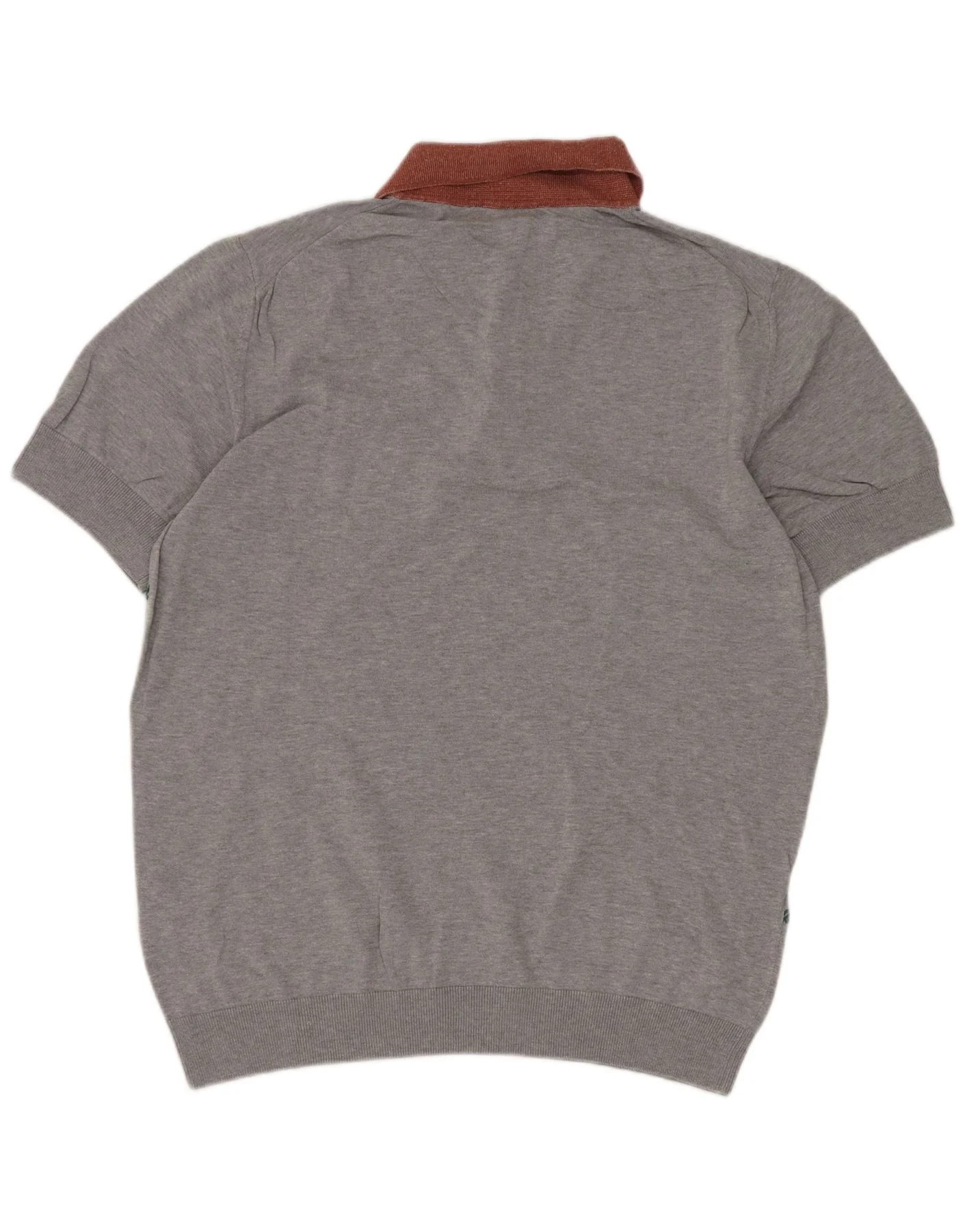 Hugo Boss Mens Short Sleeve Polo Neck Jumper Sweater Medium Grey Chevron - Image 2
