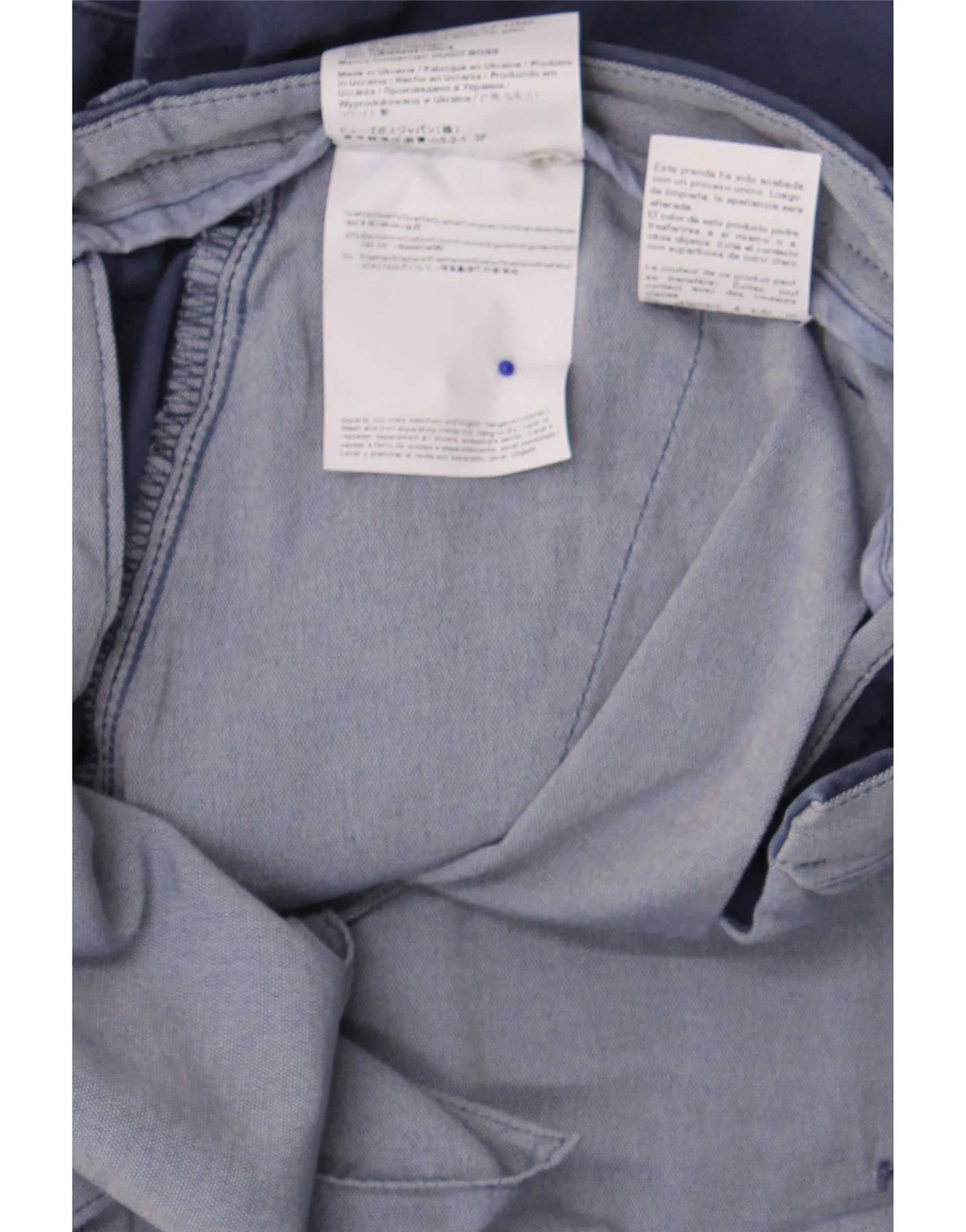 Hugo Boss Mens Skinny Chino Trousers W38 L34 Blue Cotton - Image 3