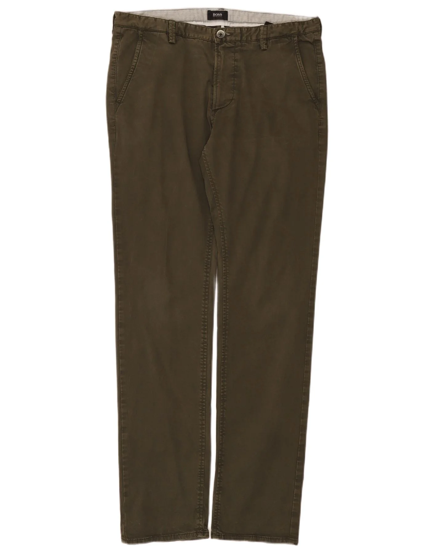 Hugo Boss Mens Slim Chino Trousers IT 48 Medium W32 L32 Khaki Cotton