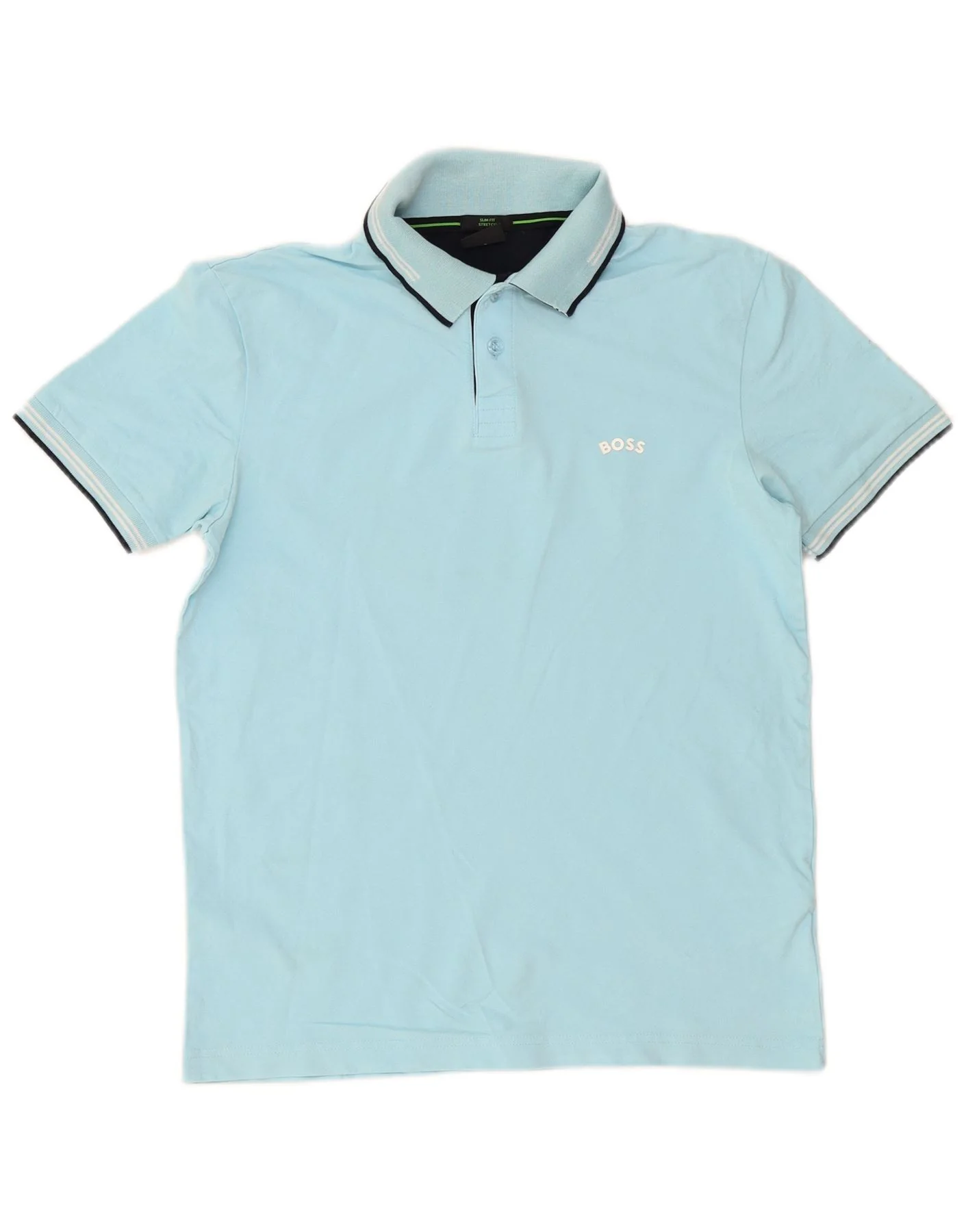 Hugo Boss Mens Slim Fit Polo Shirt Small Blue Cotton