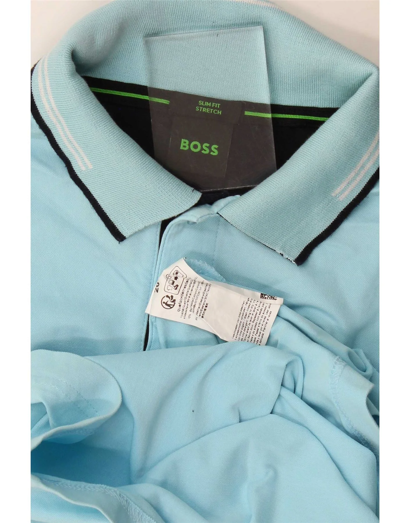 Hugo Boss Mens Slim Fit Polo Shirt Small Blue Cotton - Image 3