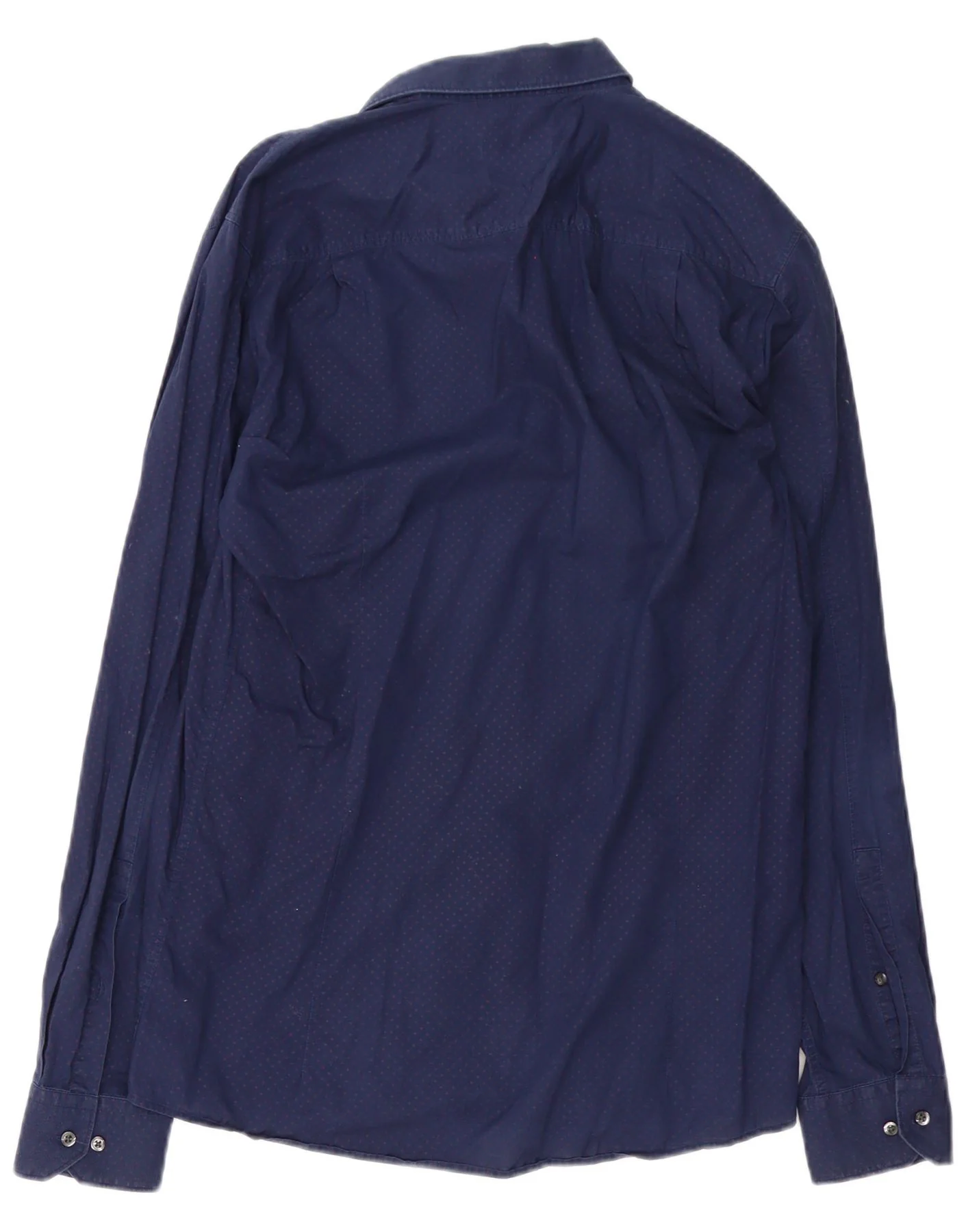 Hugo Boss Mens Slim Fit Shirt Large Navy Blue Spotted Cotton - Image 2