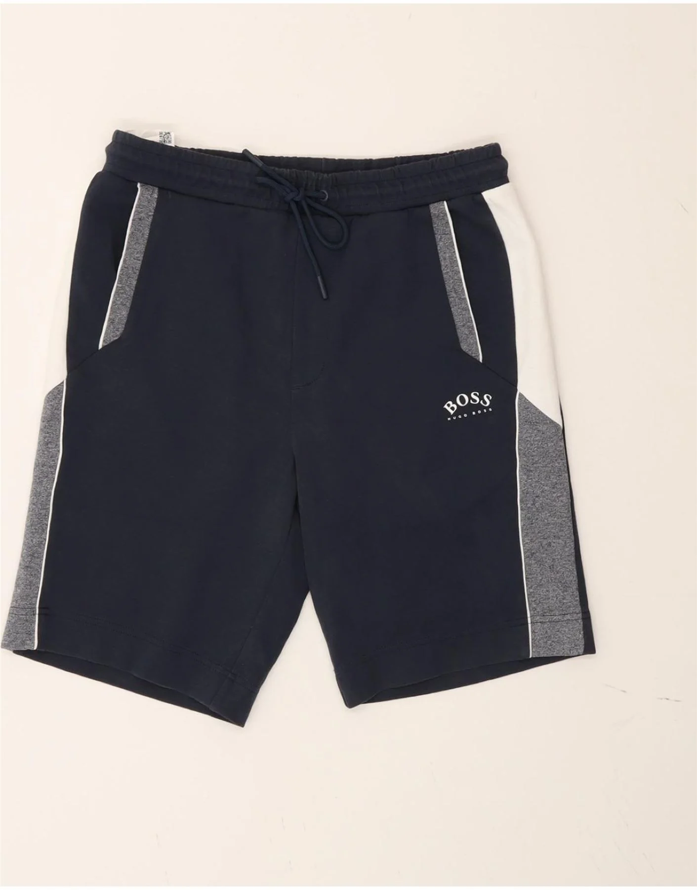 Hugo Boss Mens Sport Shorts Small Navy Blue Colourblock Cotton Sports