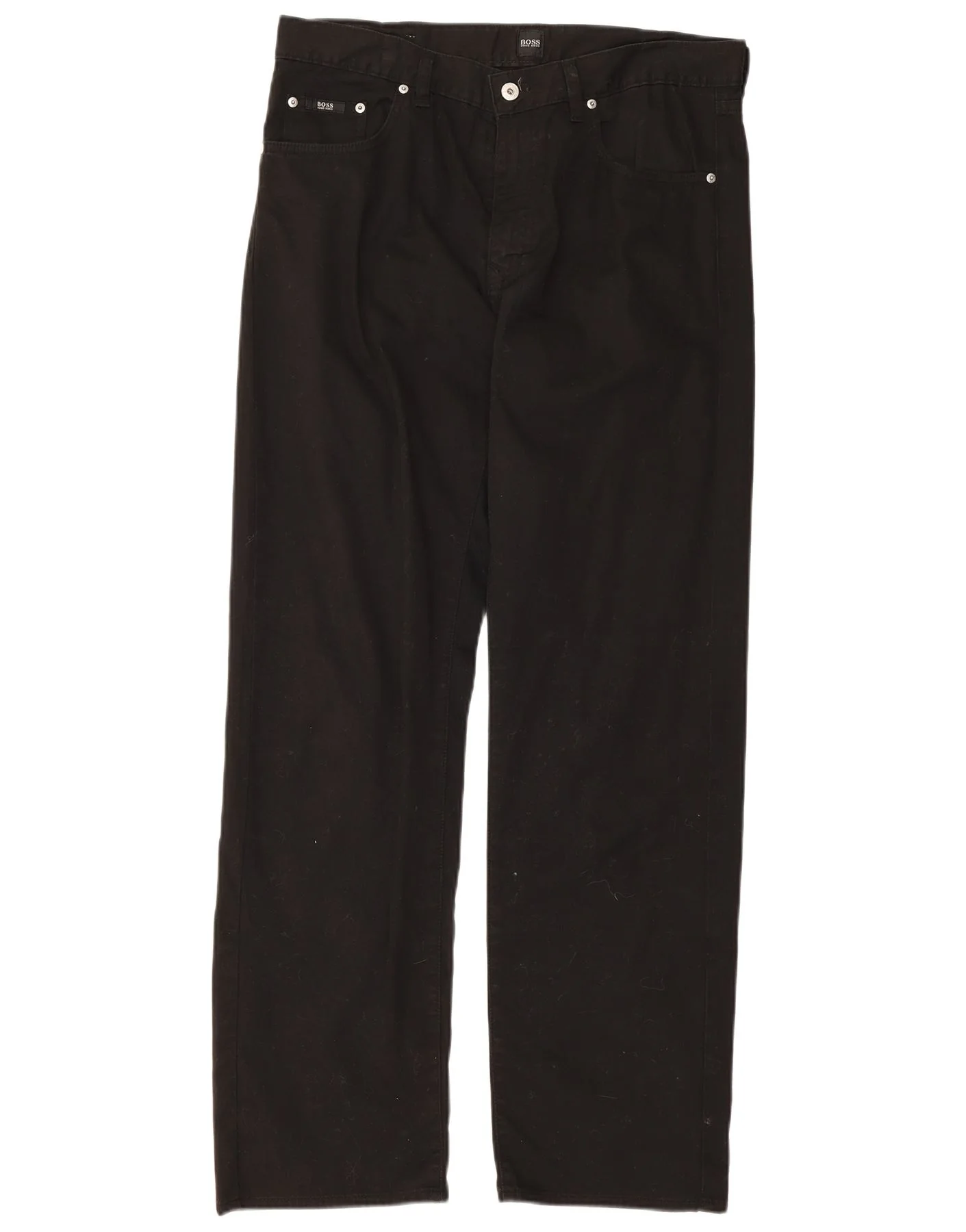 Hugo Boss Mens Straight Casual Trousers W36 L32 Black Cotton