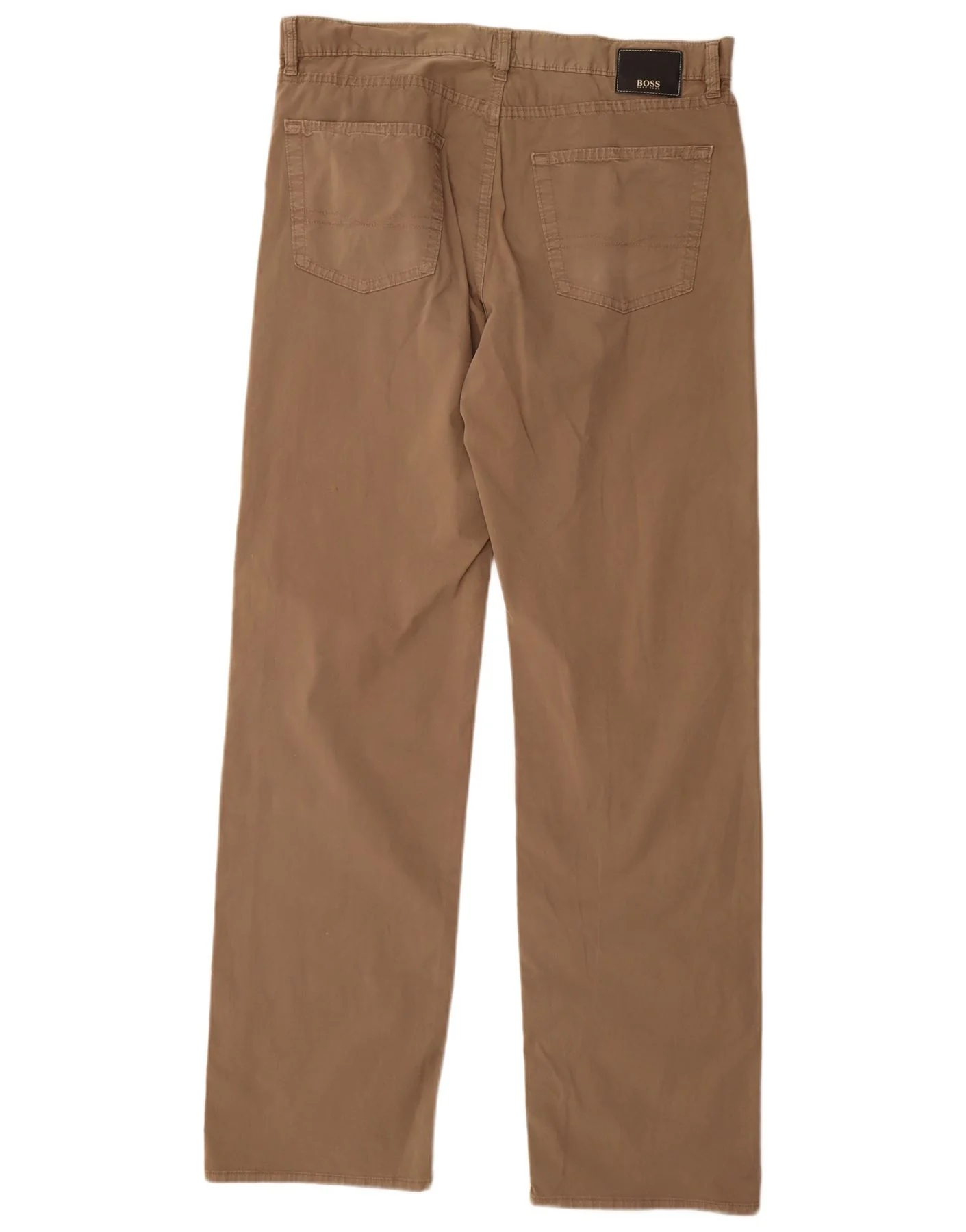 Hugo Boss Mens Straight Casual Trousers W36 L36 Beige Cotton - Image 2