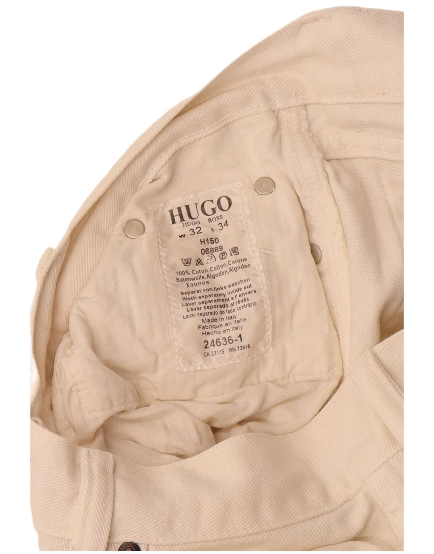 Hugo Boss Mens Straight Jeans W32 L34 Off White Cotton - Image 4