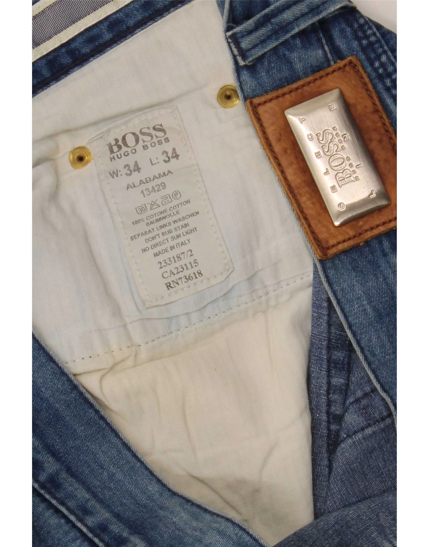Hugo Boss Mens Straight Jeans W34 L28 Blue Cotton - Image 3