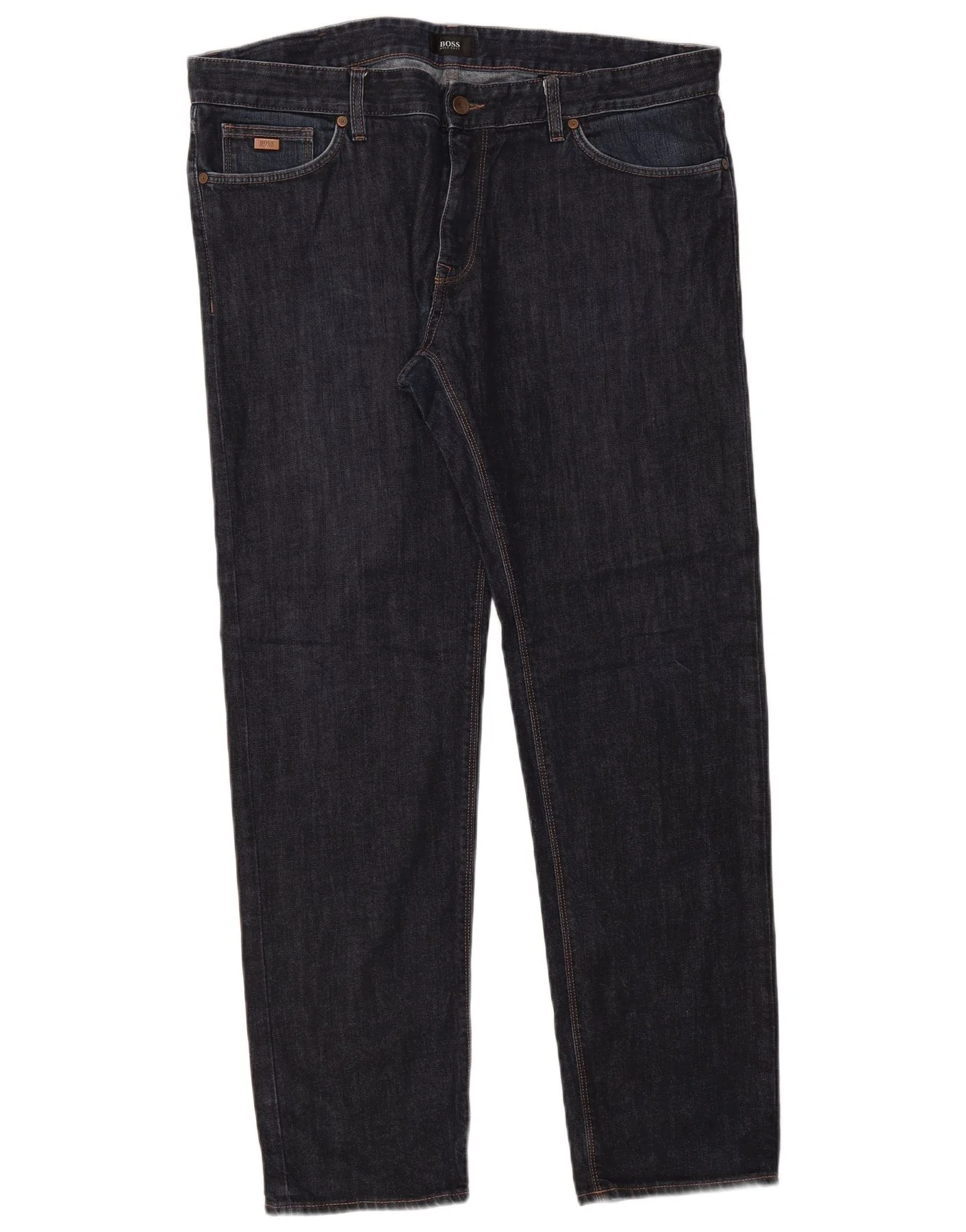 Hugo Boss Mens Straight Jeans W38 L32 Navy Blue Cotton