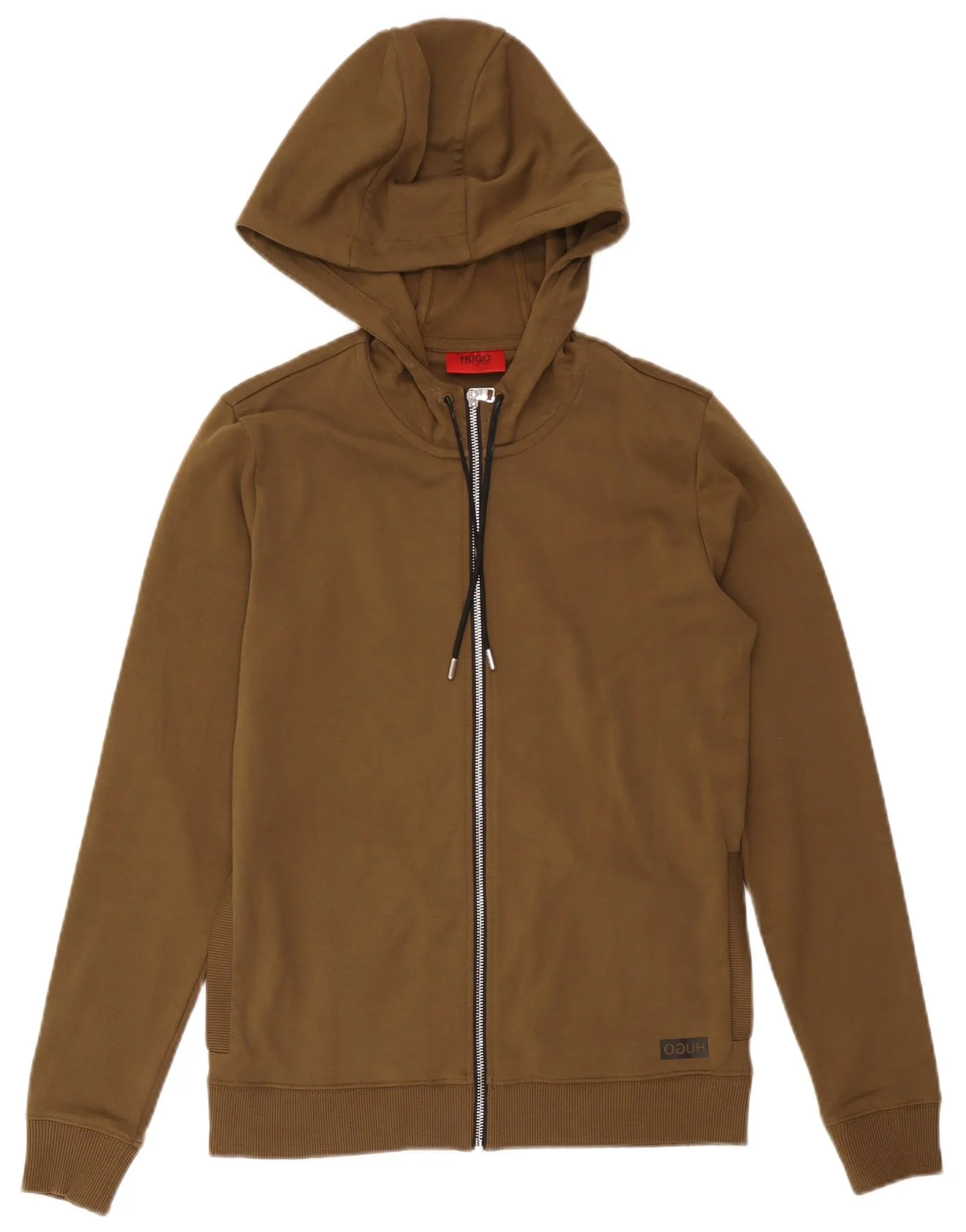 Hugo Boss Mens Zip Hoodie Sweater XS Brown Cotton