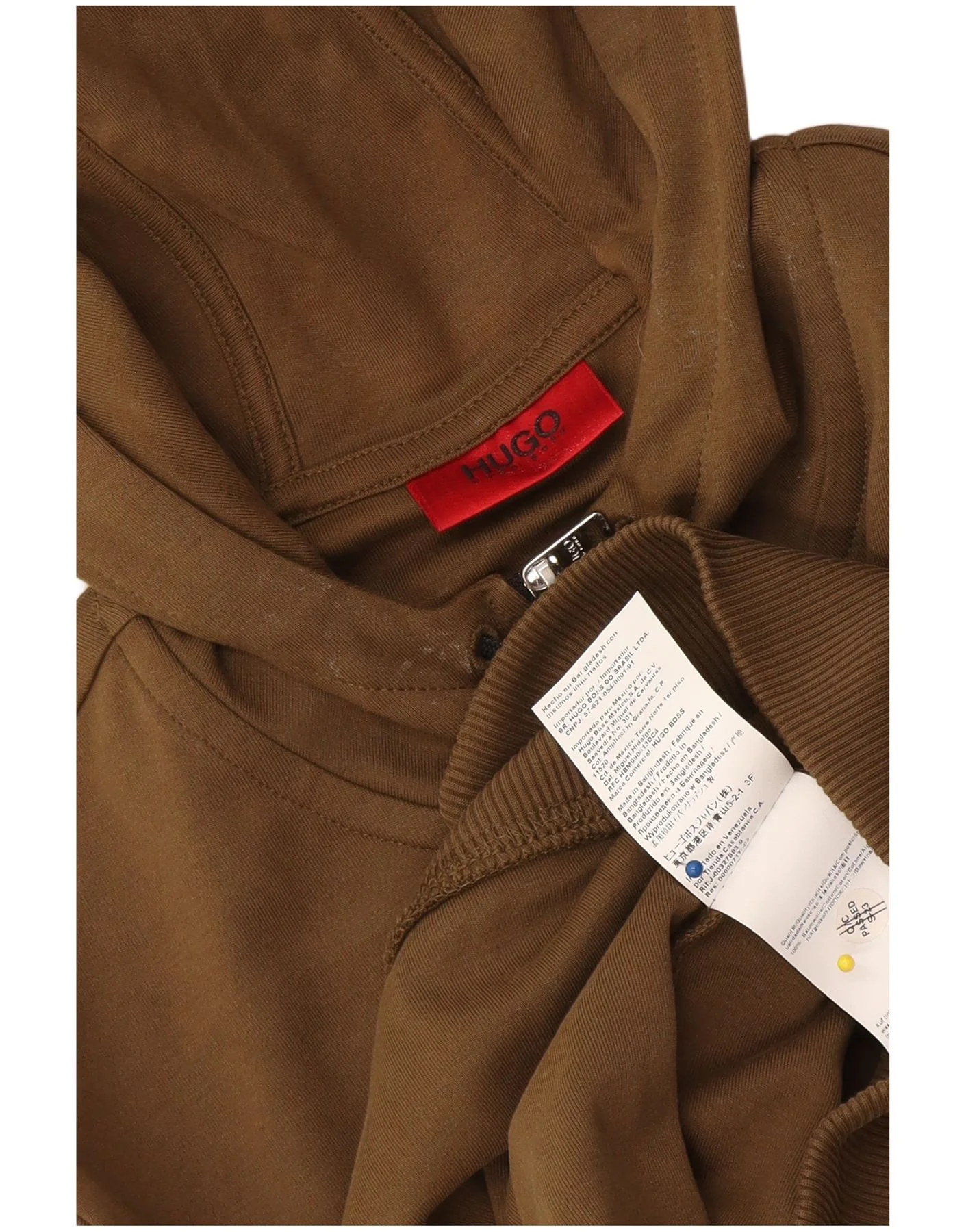 Hugo Boss Mens Zip Hoodie Sweater XS Brown Cotton - Image 4