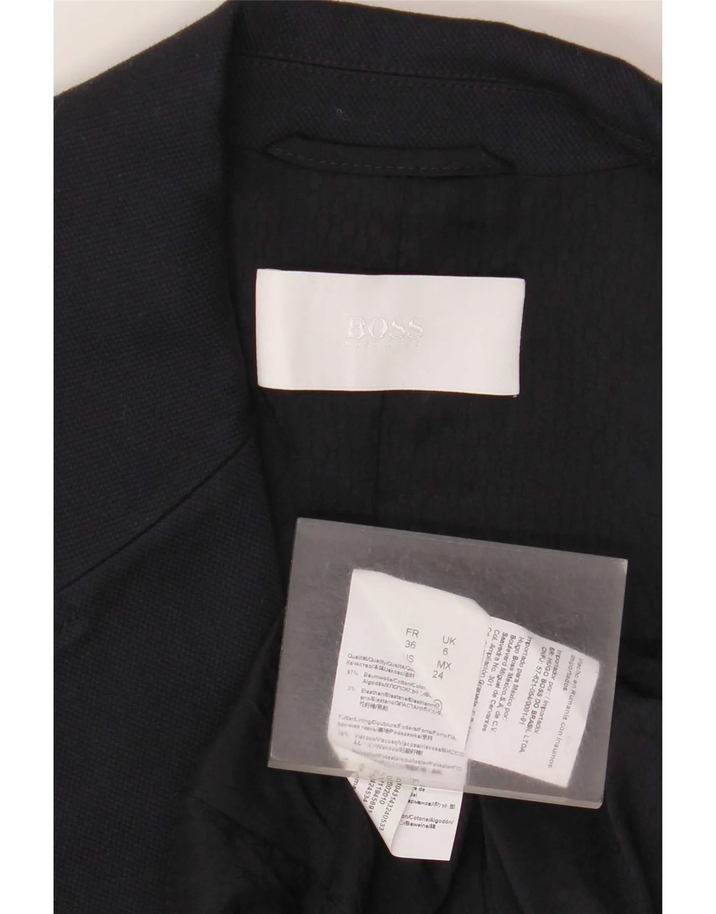 Hugo Boss Womens Double Breasted Blazer Jacket UK 6 XS Navy Blue Cotton - Image 3
