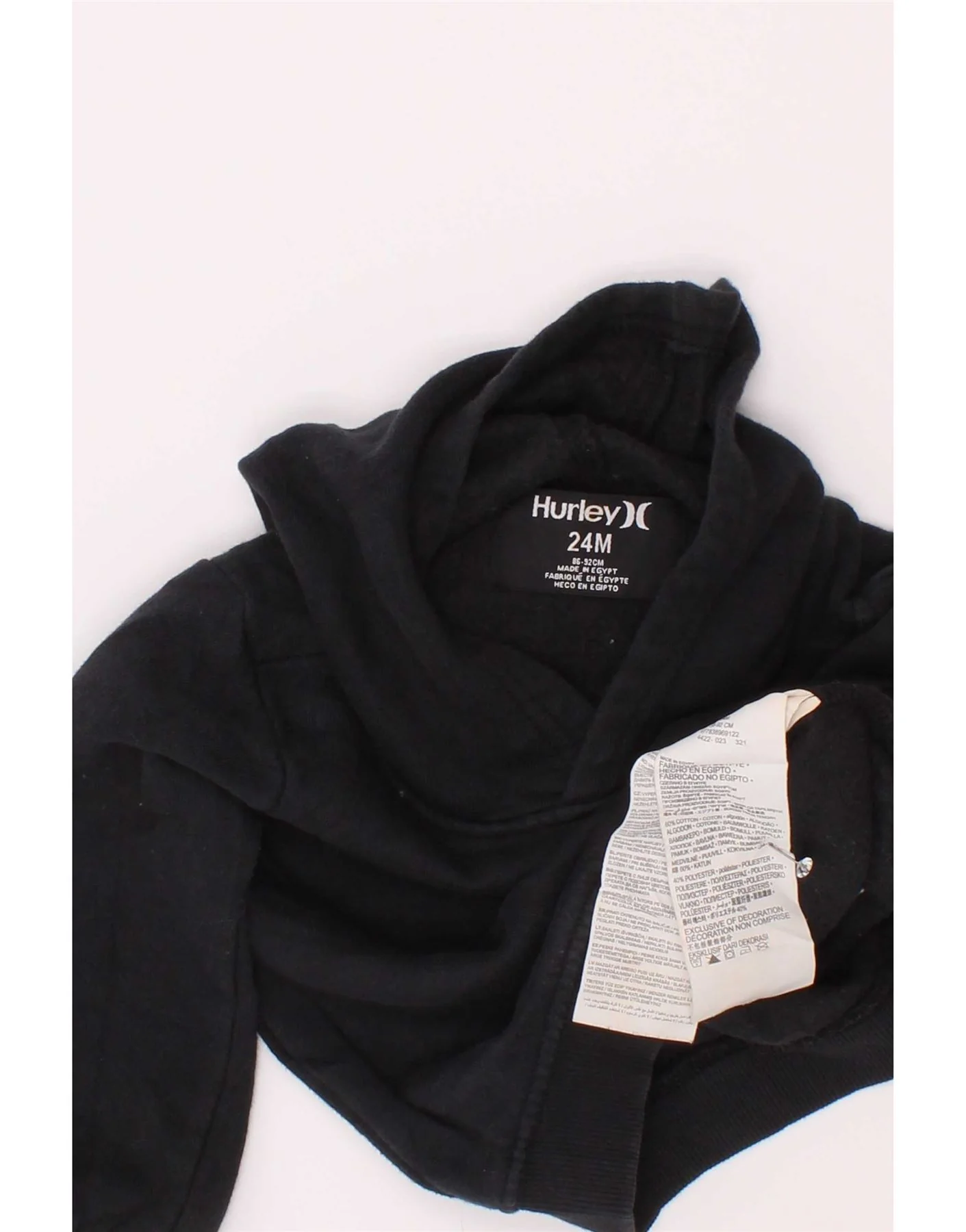 Hurley Baby Boys Graphic Hoodie Jumper 18-24 Months Black Cotton - Image 3