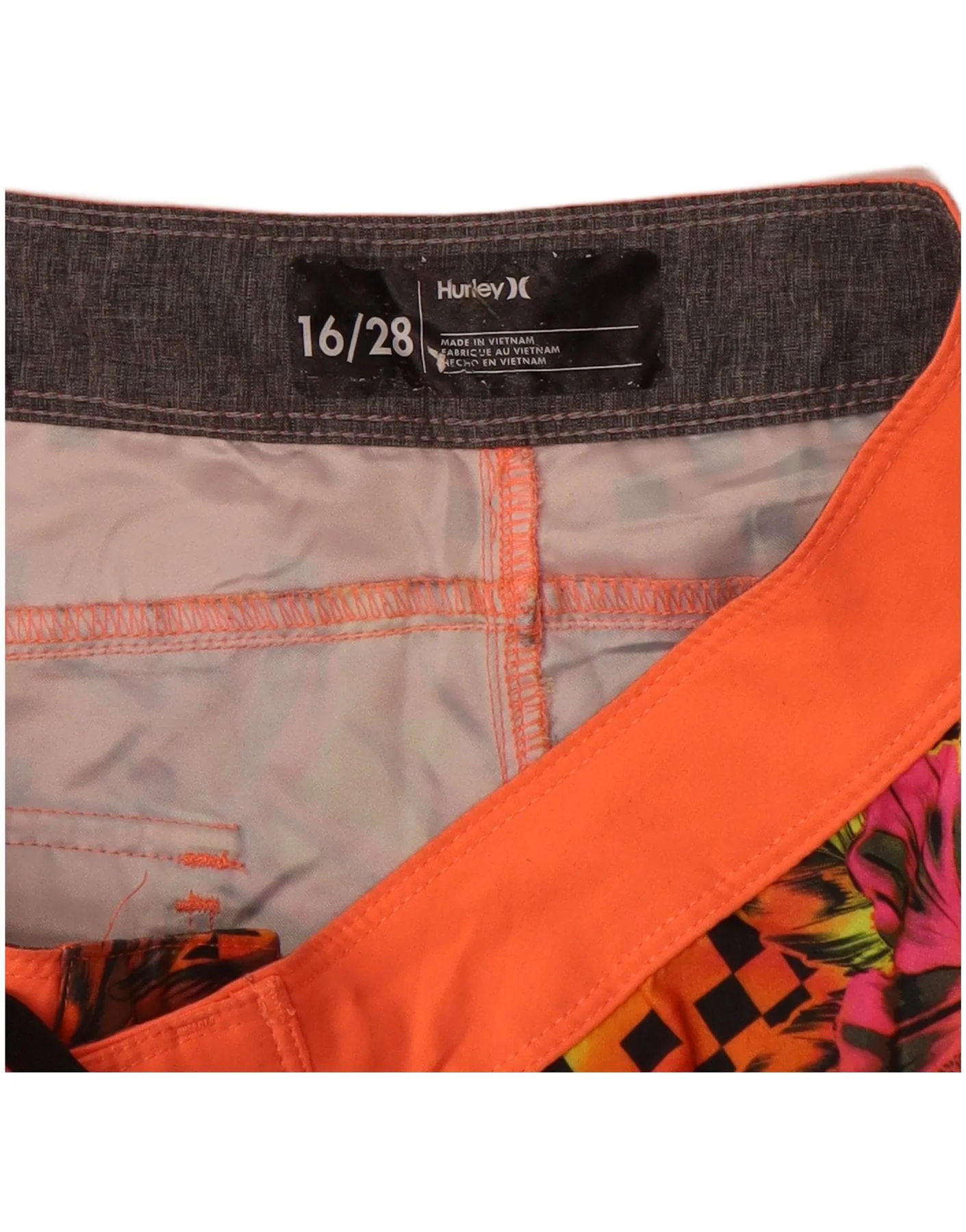 Hurley Boys Graphic Swimming Shorts 15-16 Years Orange Floral Polyester - Image 3