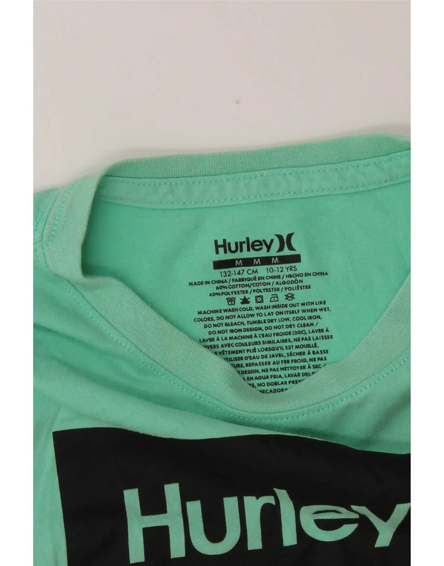 Hurley Boys Graphic T-Shirt Top 10-11 Years Medium Green Cotton - Image 3