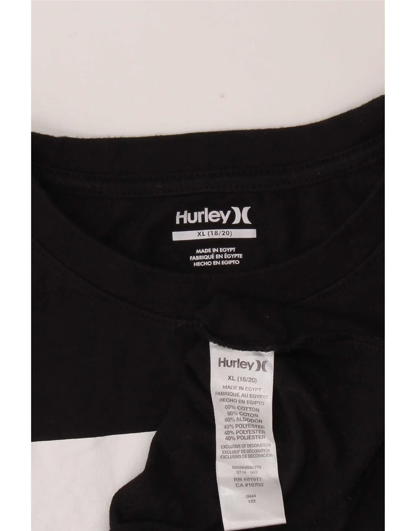 Hurley Boys Graphic T-Shirt Top 14-15 Years XL Black Cotton - Image 3