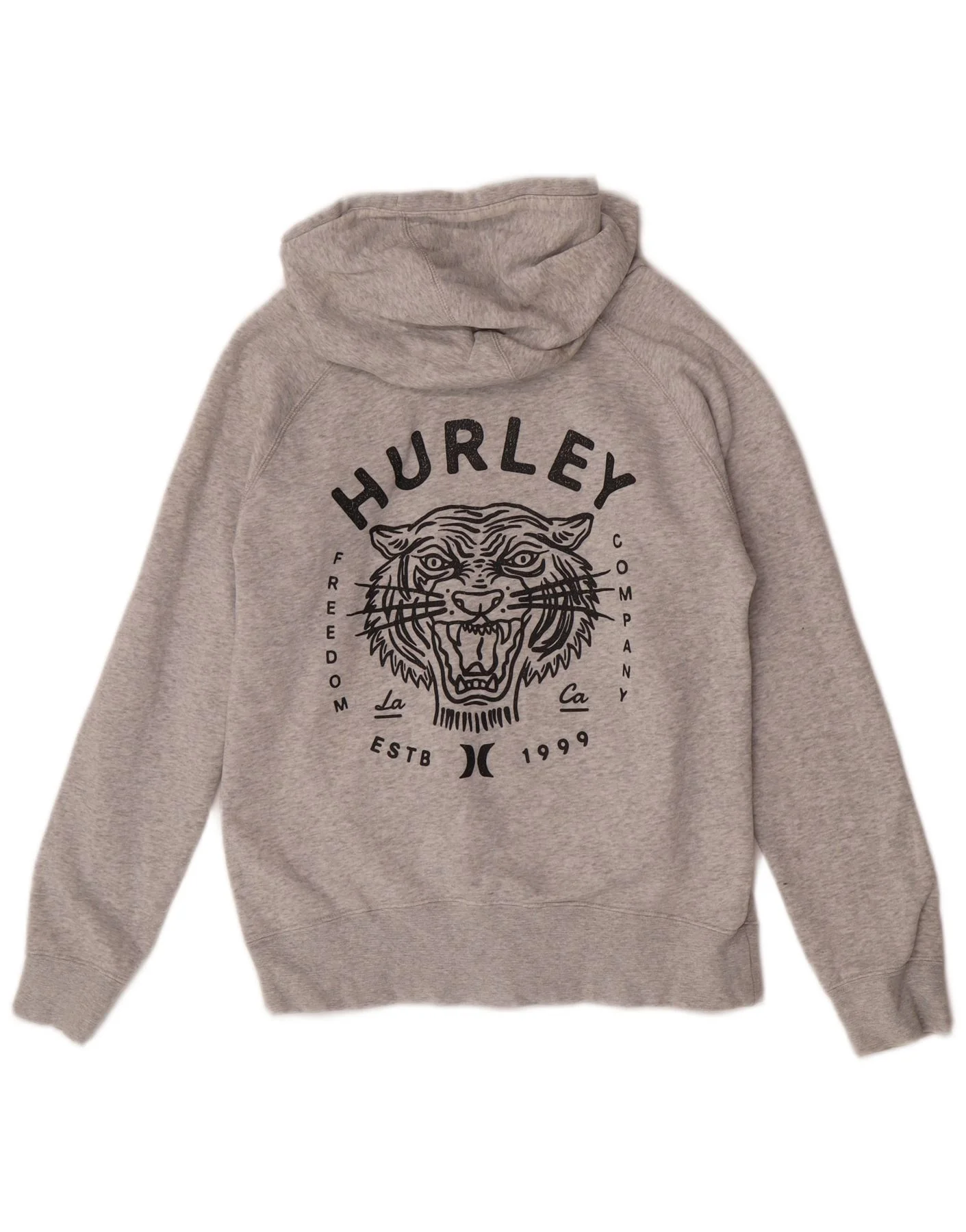 Hurley Womens Graphic Hoodie Jumper UK 12 Medium Grey Cotton Sports - Image 2