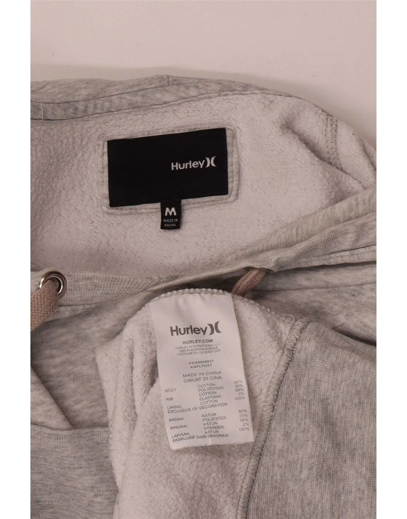 Hurley Womens Graphic Hoodie Jumper UK 12 Medium Grey Cotton Sports - Image 6