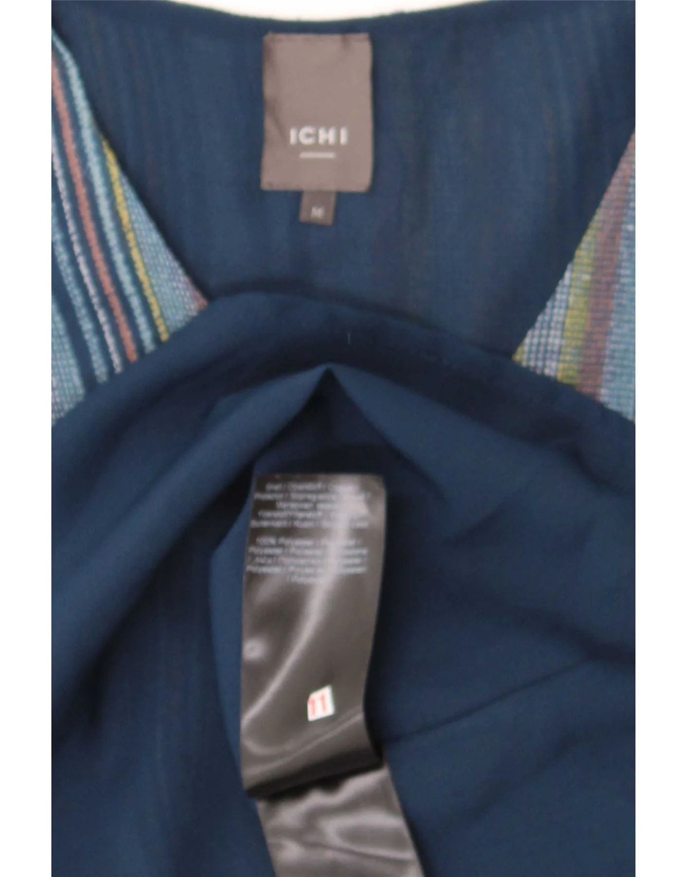 Ichi Womens A-Line Dress UK 14 Medium Blue Striped Polyester - Image 3