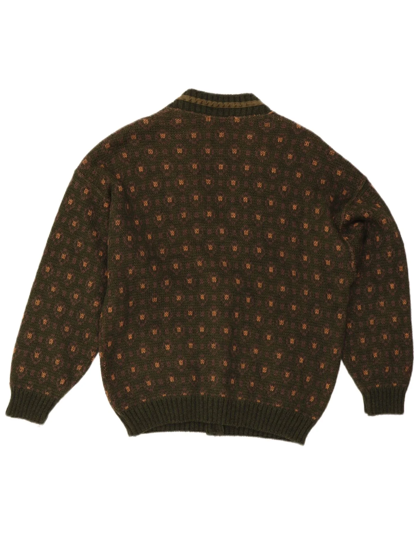 Il Granchio Mens Cardigan Sweater Large Green Geometric Acrylic - Image 2