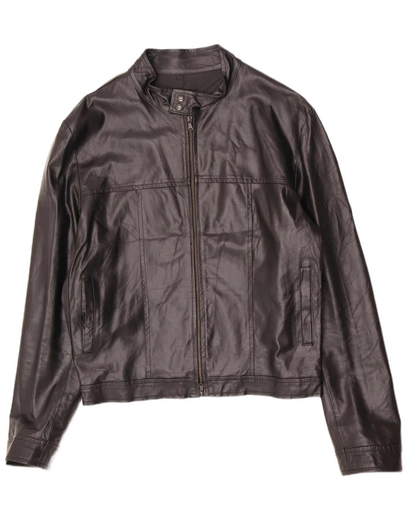 Imperial Mens Leather Bomber Jacket UK 40 Large Black