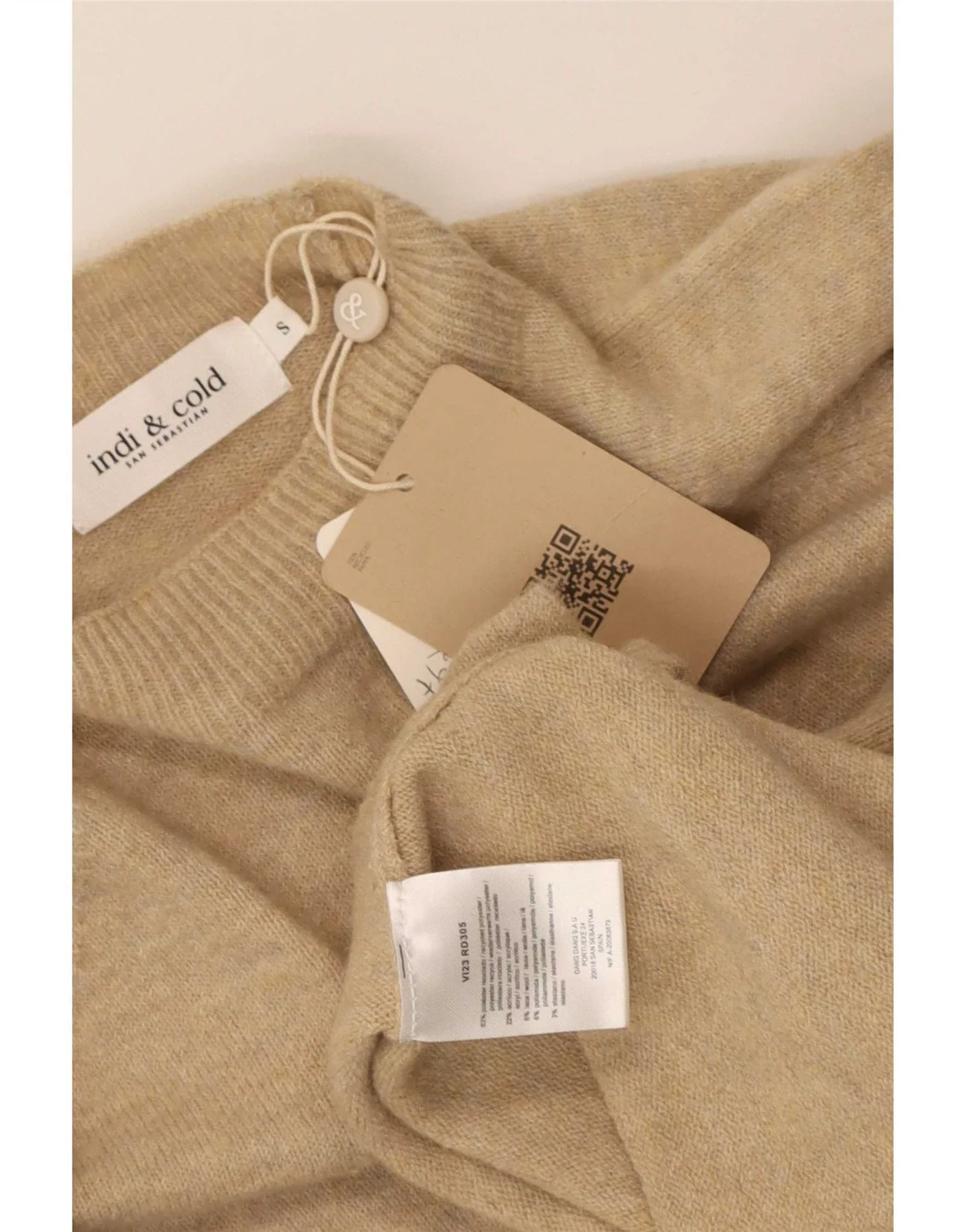 Indi & Cold Womens Oversized Turtle Neck Jumper Sweater UK 10 Small Beige - Image 3