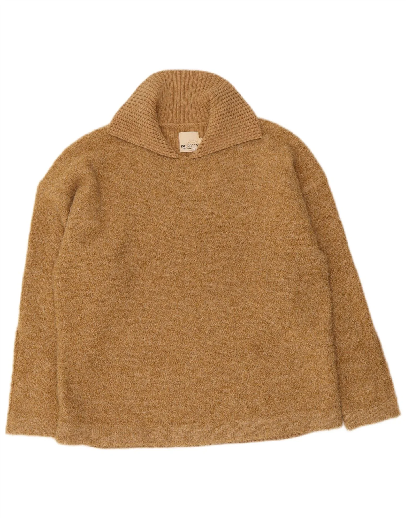 Indi & Cold Womens Polo Neck Jumper Sweater UK 14 Medium Beige Wool
