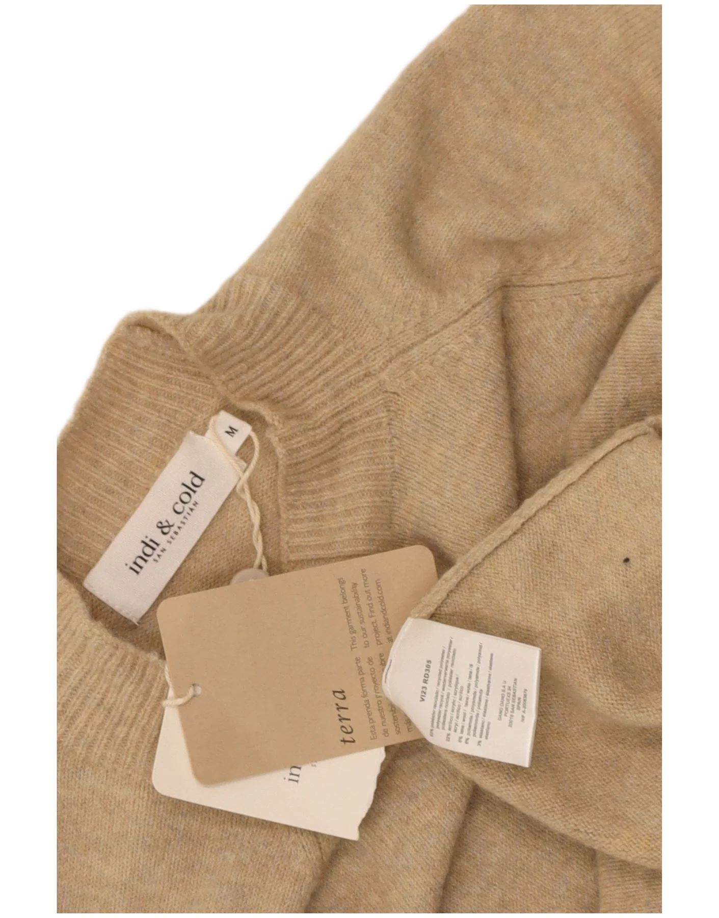 Indi & Cold Womens Turtle Neck Jumper Sweater UK 14 Medium Beige Polyester - Image 3