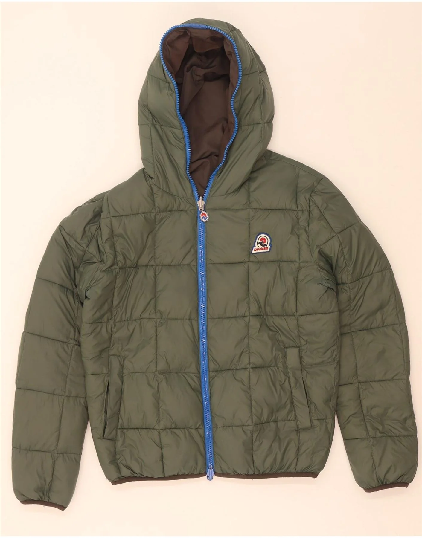Invicta Mens Hooded Reversible Padded Jacket UK 40 Large Brown Polyester - Image 3