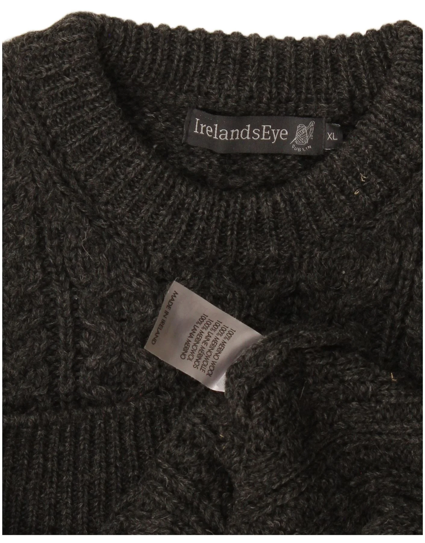 Irelands Eye Womens Crew Neck Jumper Sweater UK 18 XL Grey Merino Wool - Image 3