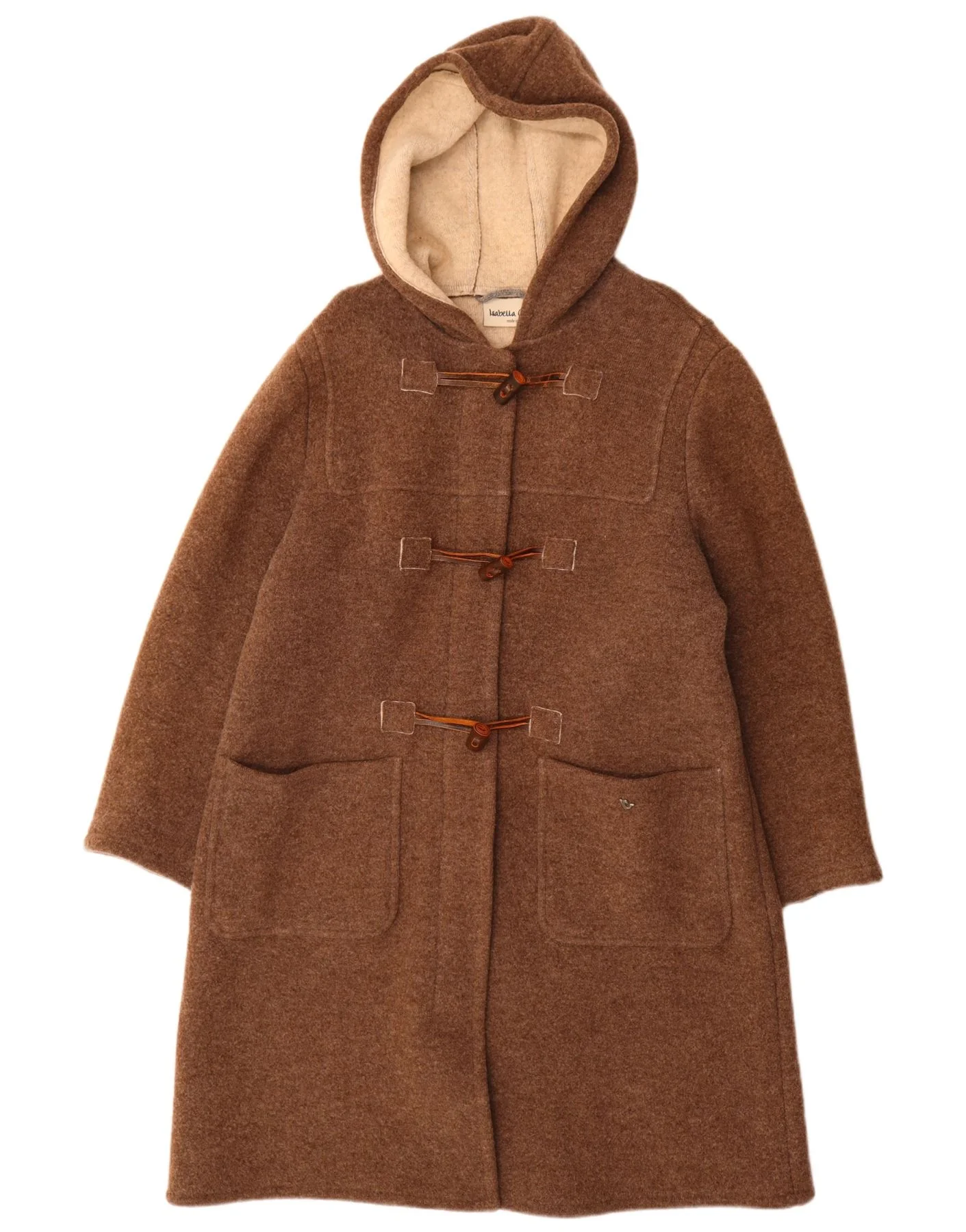 Isabella G Womens Hooded Duffle Coat UK 14 Medium Brown New Wool